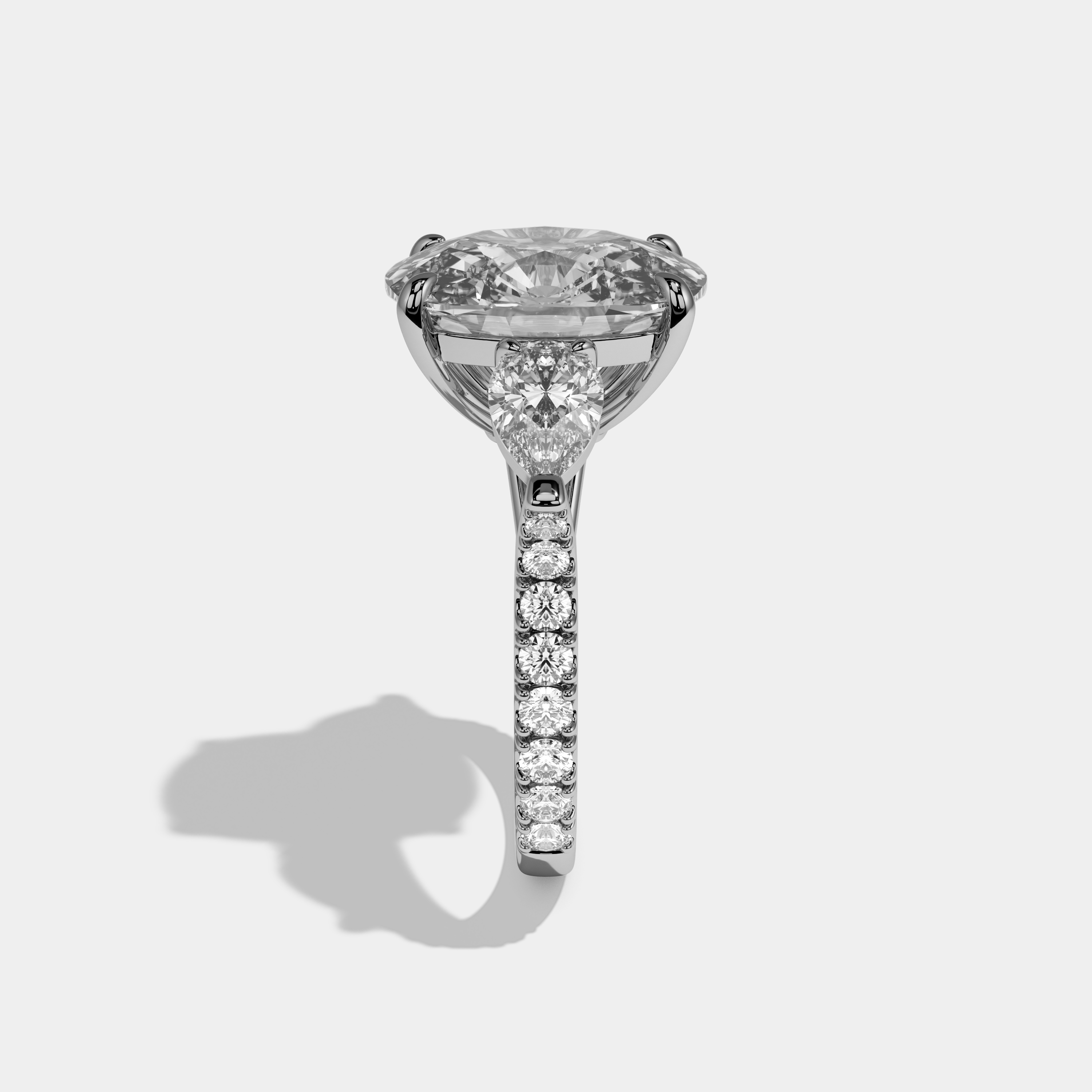 Camila Cushion Cut Diamond Halo With Pear Sides Engagement Ring 10ct 18k White Gold