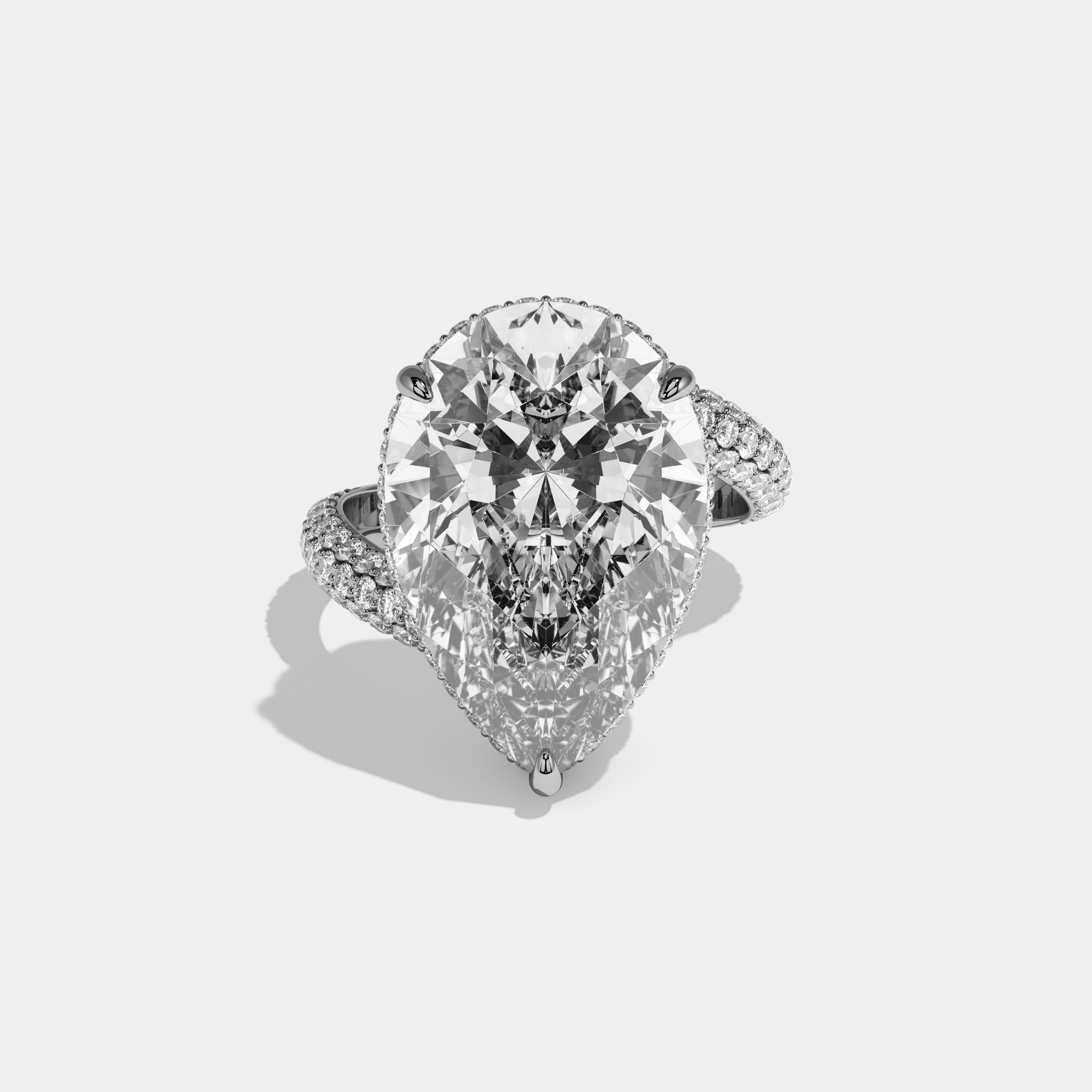 Aurora Pear Brilliant Cut Diamond Halo Engagement Ring 10ct 18k White Gold