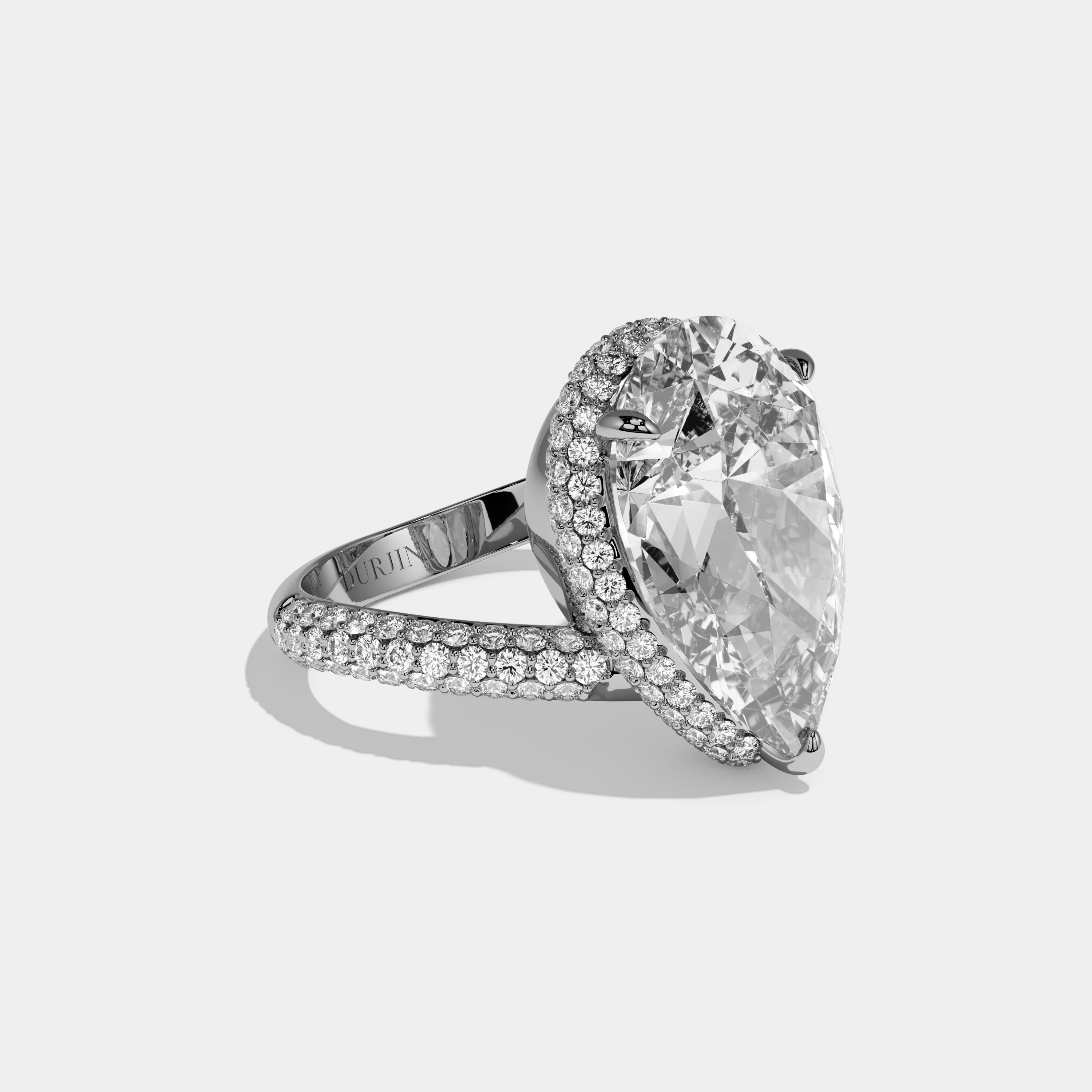 Aurora Pear Brilliant Cut Diamond Halo Engagement Ring 10ct 18k White Gold