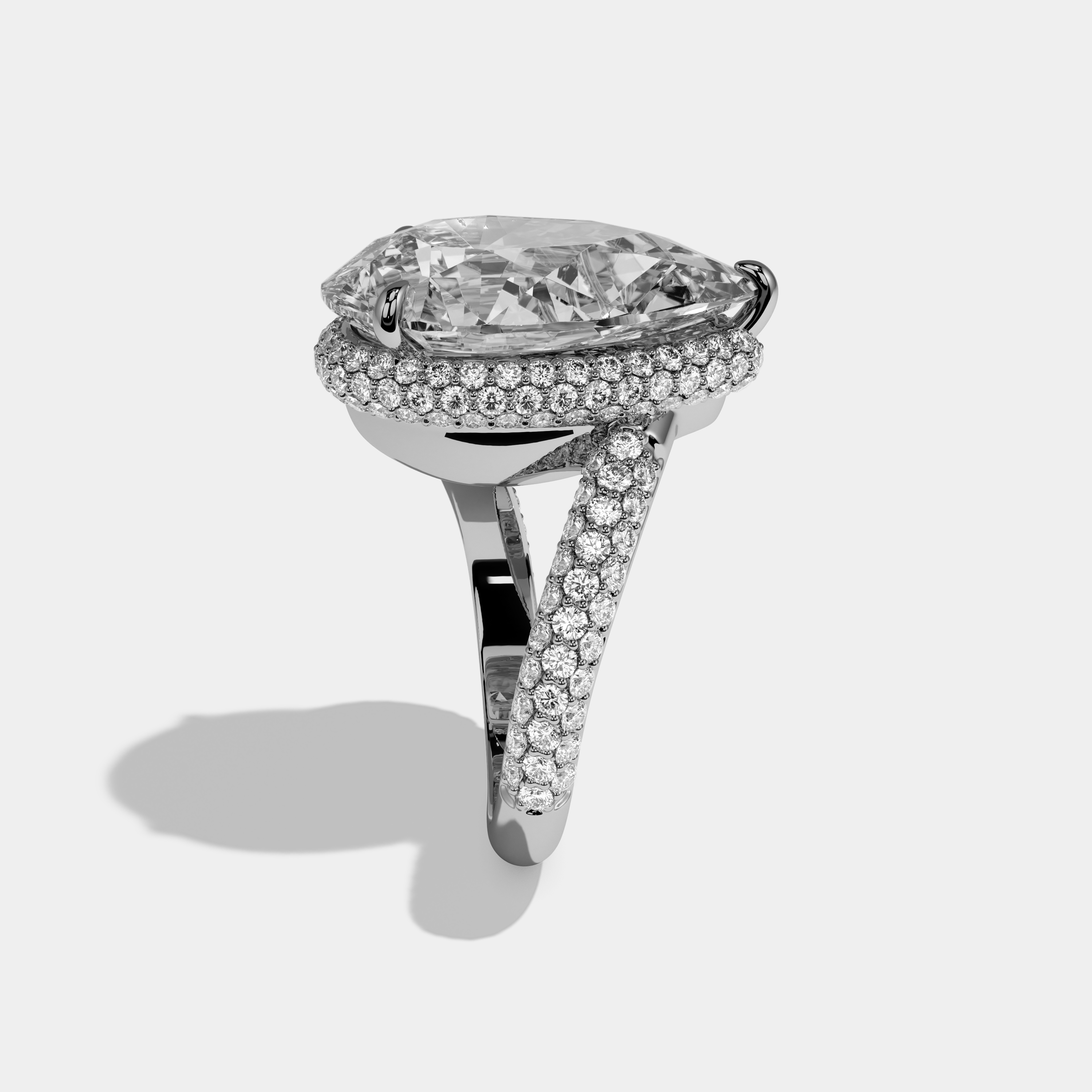 Aurora Pear Brilliant Cut Diamond Halo Engagement Ring 10ct 18k White Gold