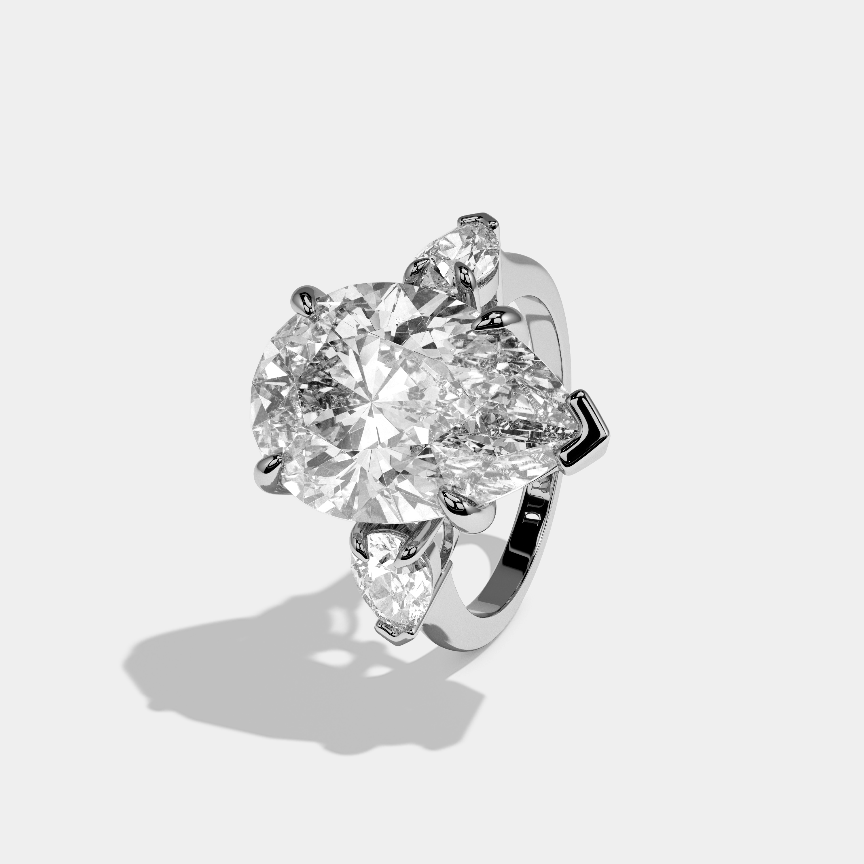 Charlotte Pear Cut Diamond Plain Band Engagement Ring 10ct 18k White Gold