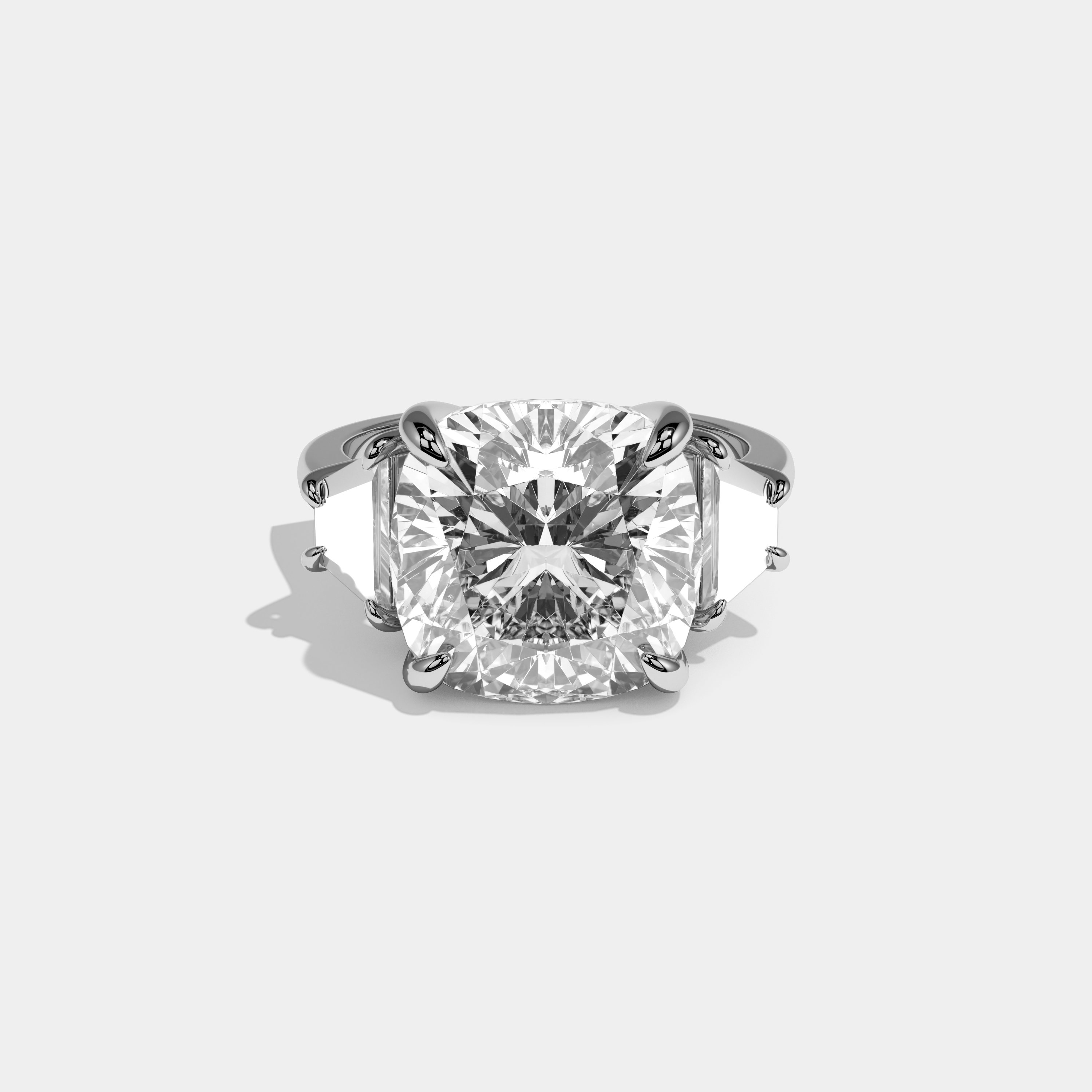 Matilda Cushion Cut Diamond Halo Plain Band Engagement Ring 10ct 18K White Gold