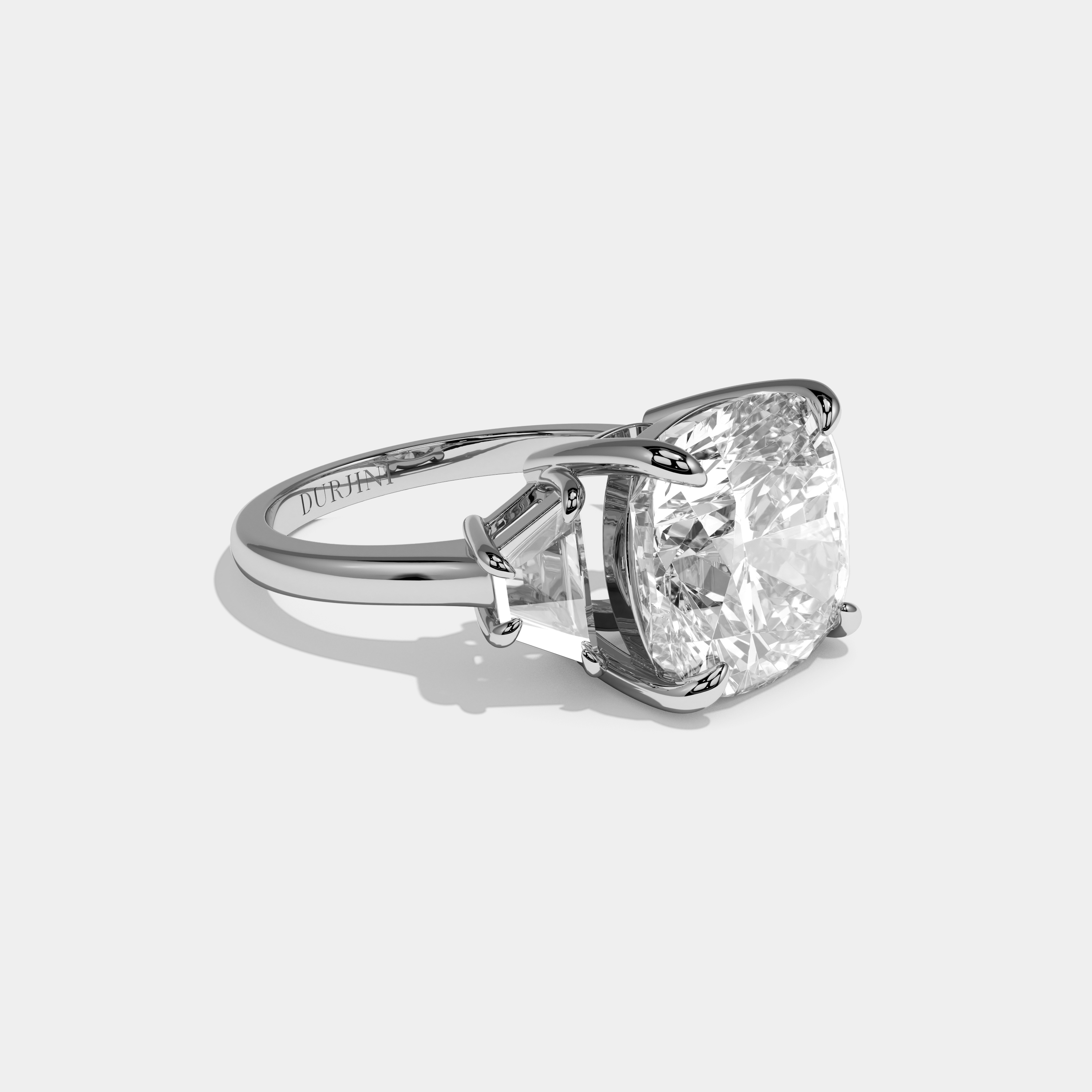 Matilda Cushion Cut Diamond Halo Plain Band Engagement Ring 10ct 18K White Gold