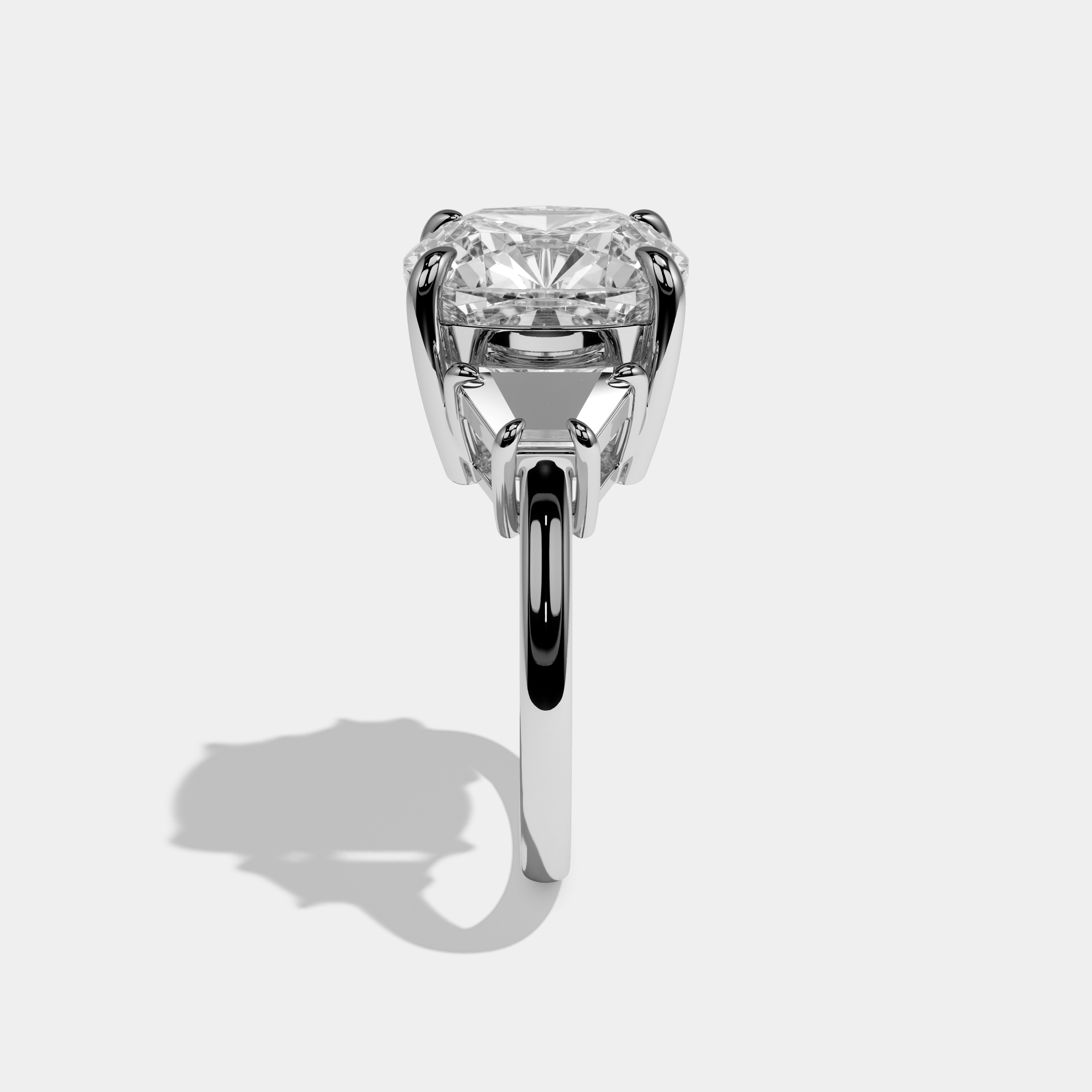 Matilda Cushion Cut Diamond Halo Plain Band Engagement Ring 10ct 18K White Gold