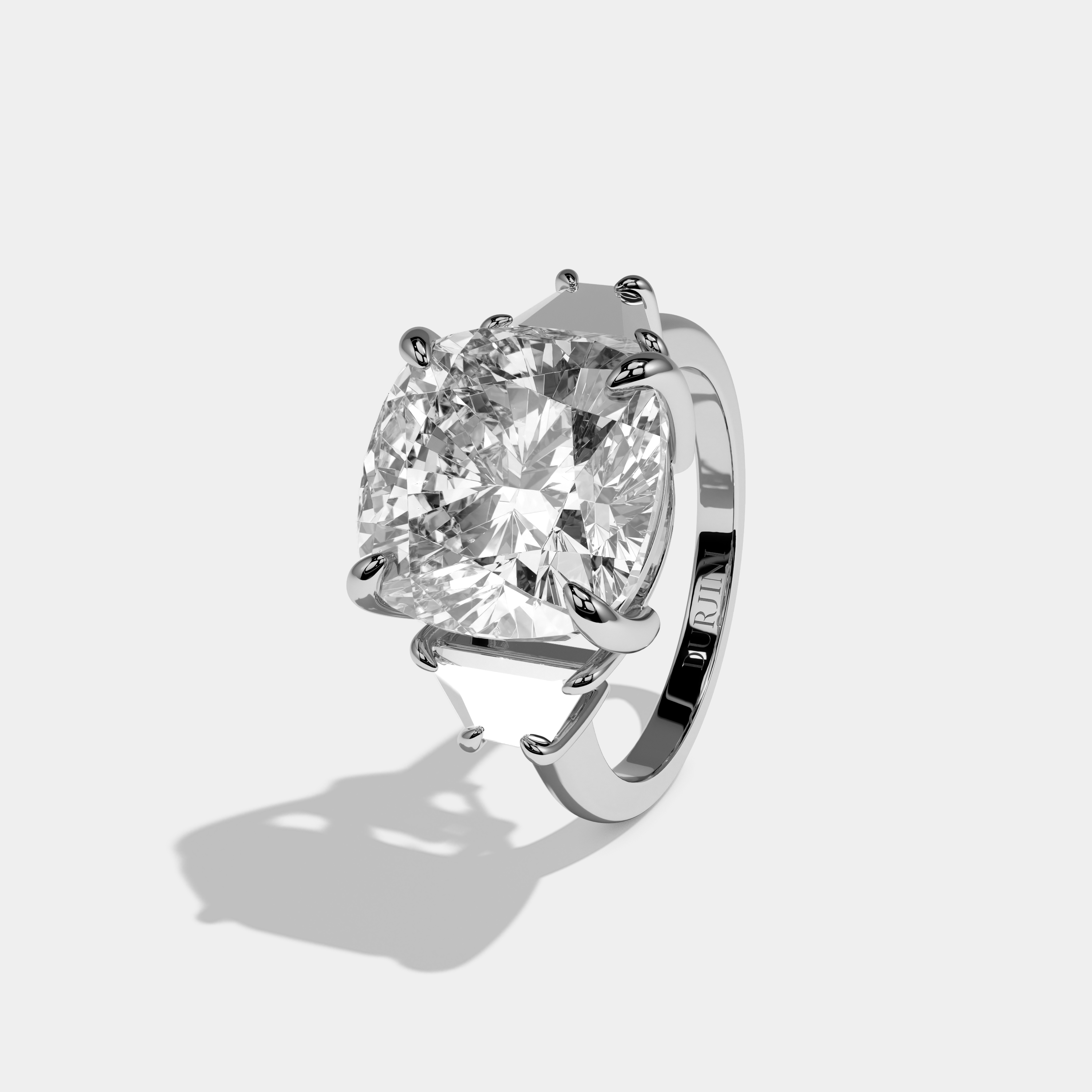 Matilda Cushion Cut Diamond Halo Plain Band Engagement Ring 10ct 18K White Gold
