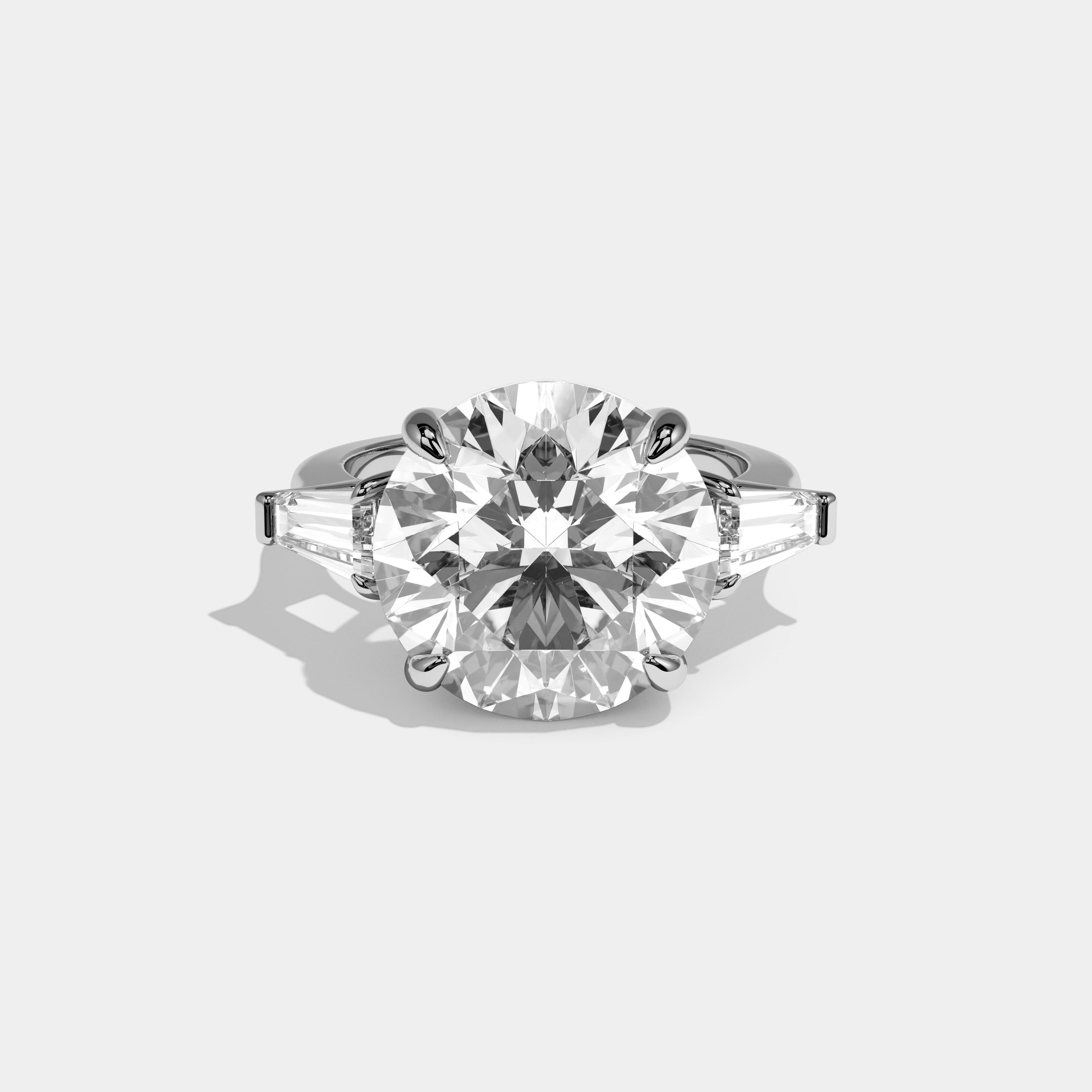 Poppy Round Brilliant Cut Diamond Halo Plain Band Engagement Ring 10ct 18K White Gold