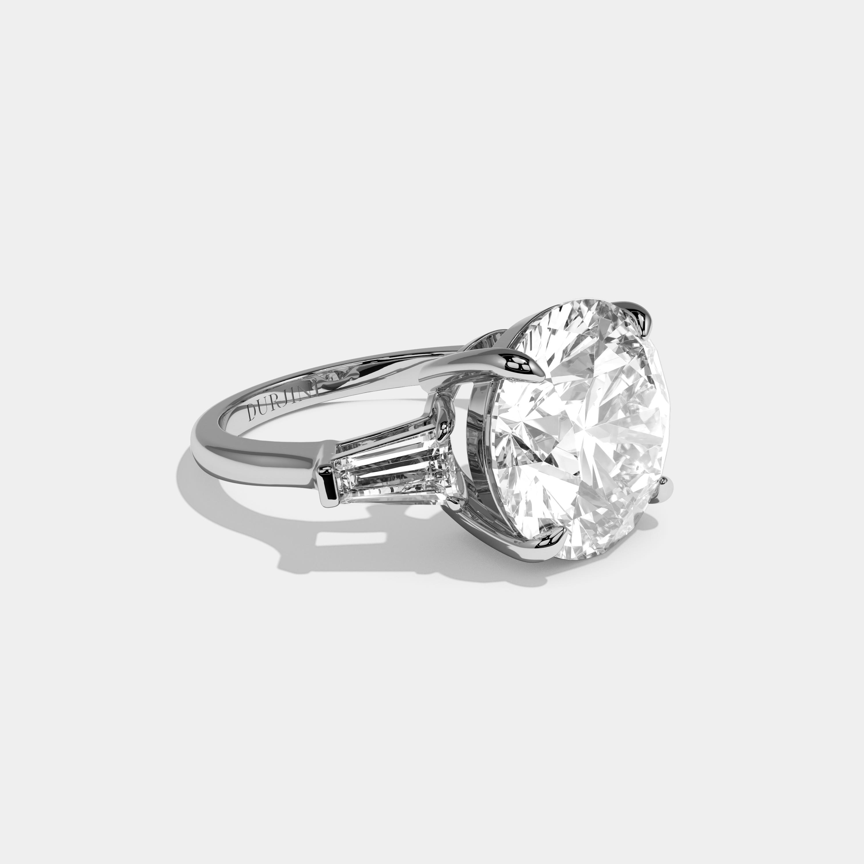 Poppy Round Brilliant Cut Diamond Halo Plain Band Engagement Ring 10ct 18K White Gold