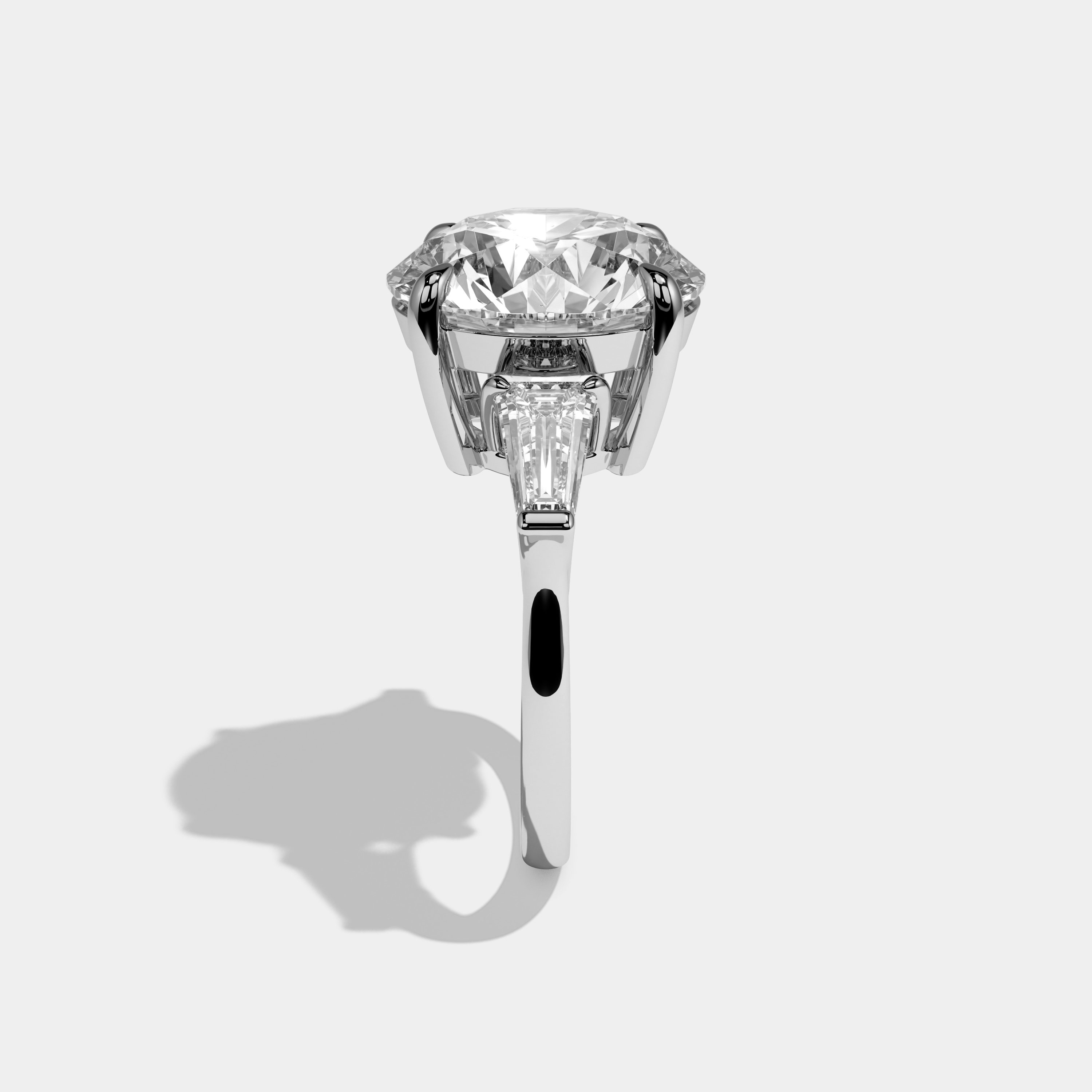 Poppy Round Brilliant Cut Diamond Halo Plain Band Engagement Ring 10ct 18K White Gold