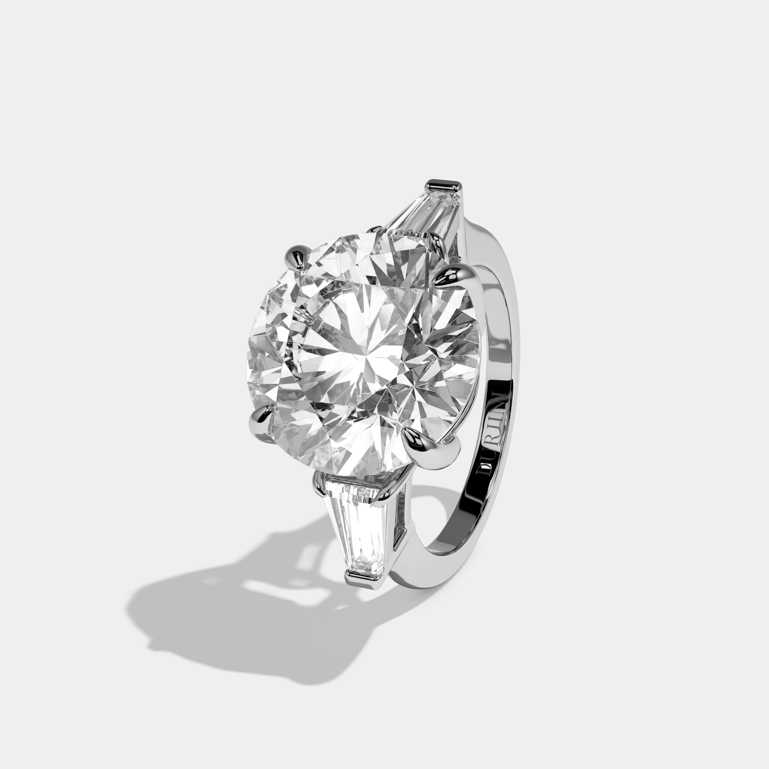 Poppy Round Brilliant Cut Diamond Halo Plain Band Engagement Ring 10ct 18K White Gold