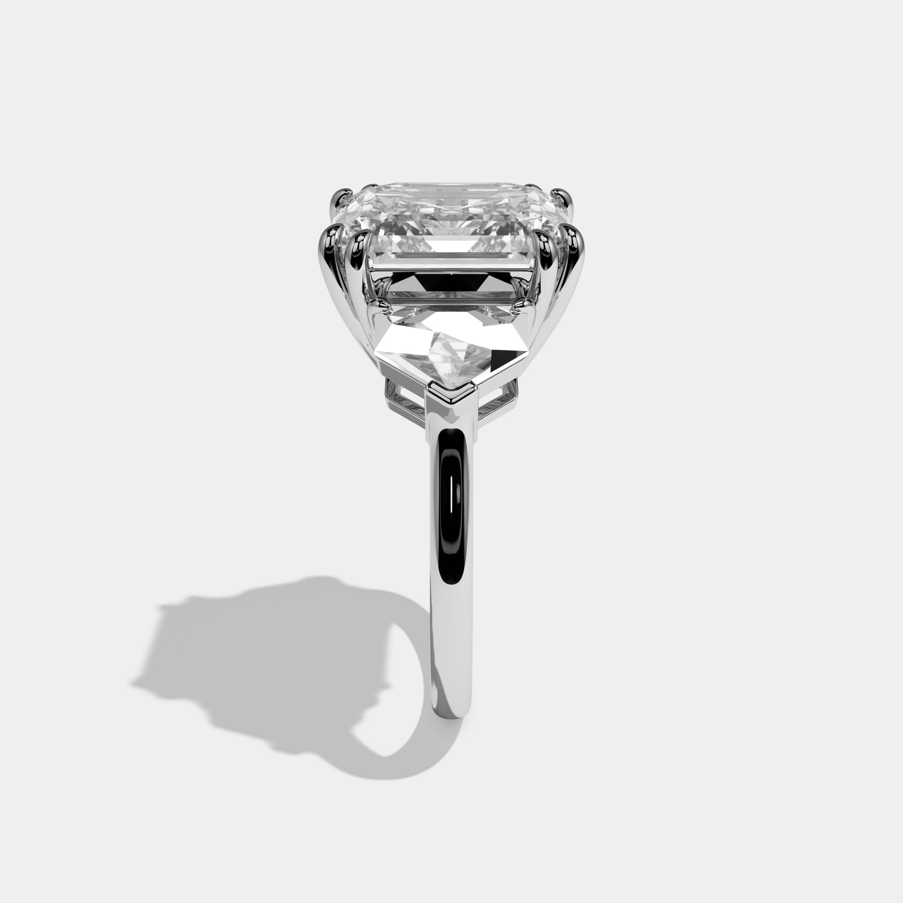 Luna Asscher Cut Diamond Pentagon Sides Halo Plain Band Engagement Ring 10ct 18k White Gold