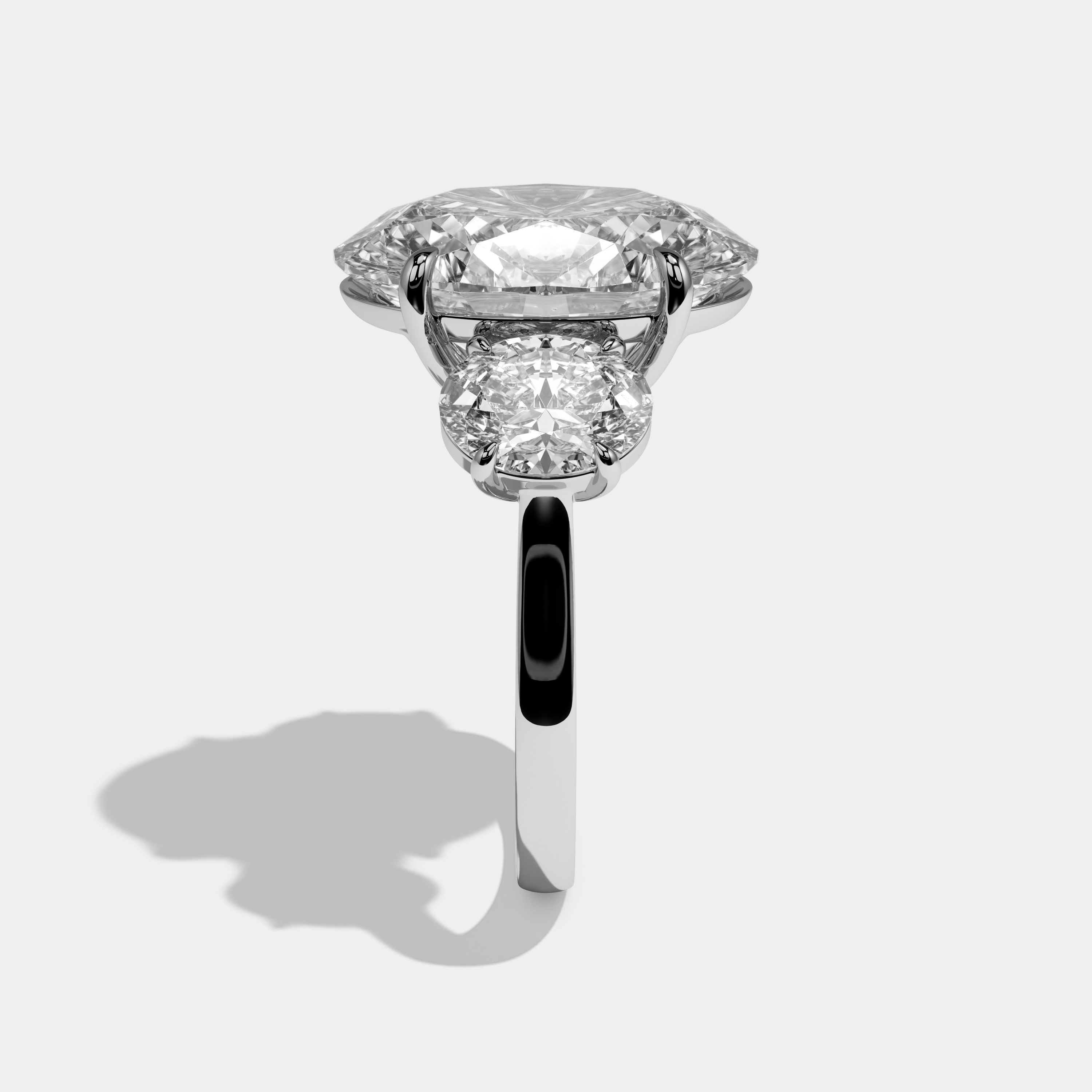 Georgina Oval Cut Diamond Halo Engagement Ring Plain Band 10ct 18K White Gold