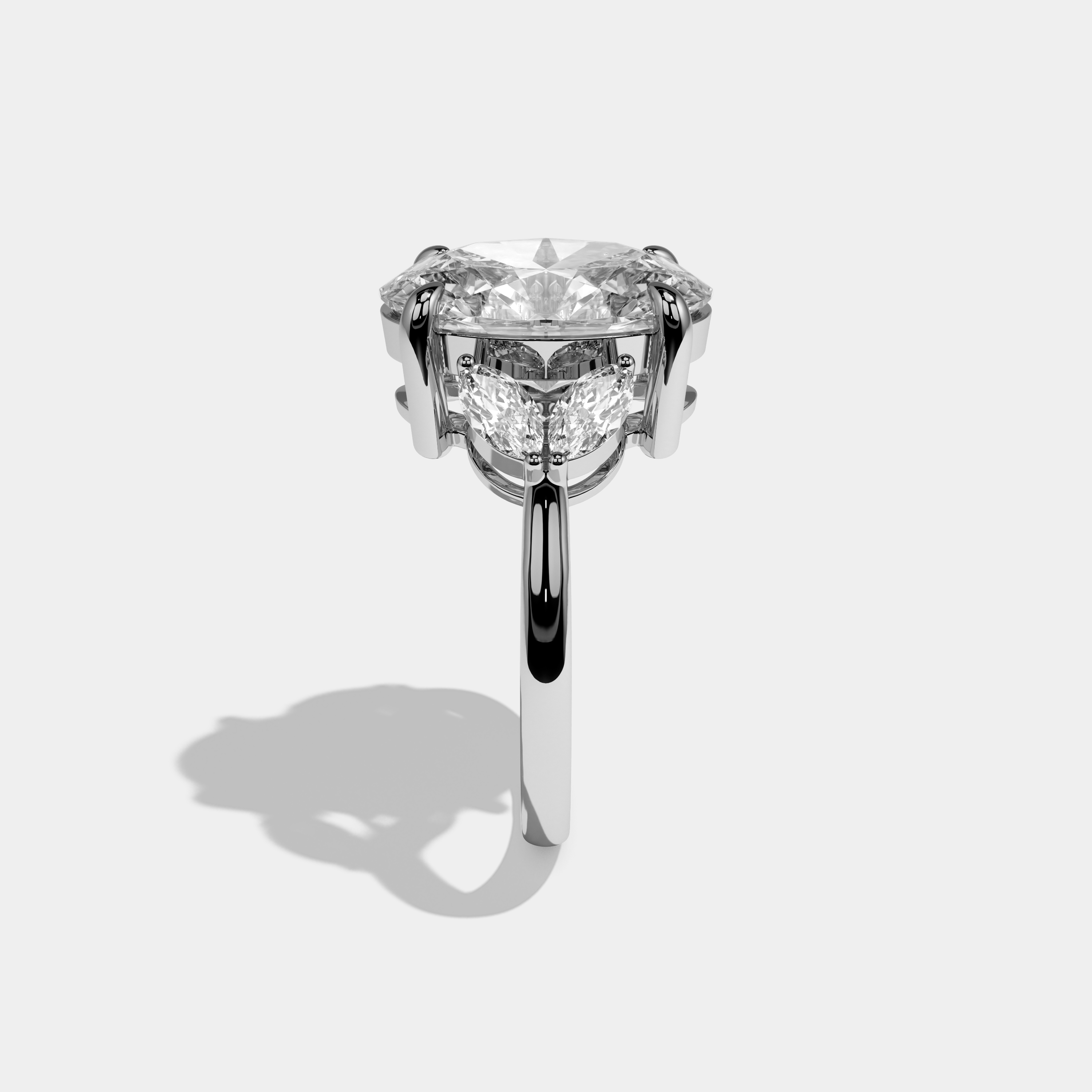 Aurelia Oval Cut Diamond Halo Engagement Ring Simple Band 8ct 18K White Gold