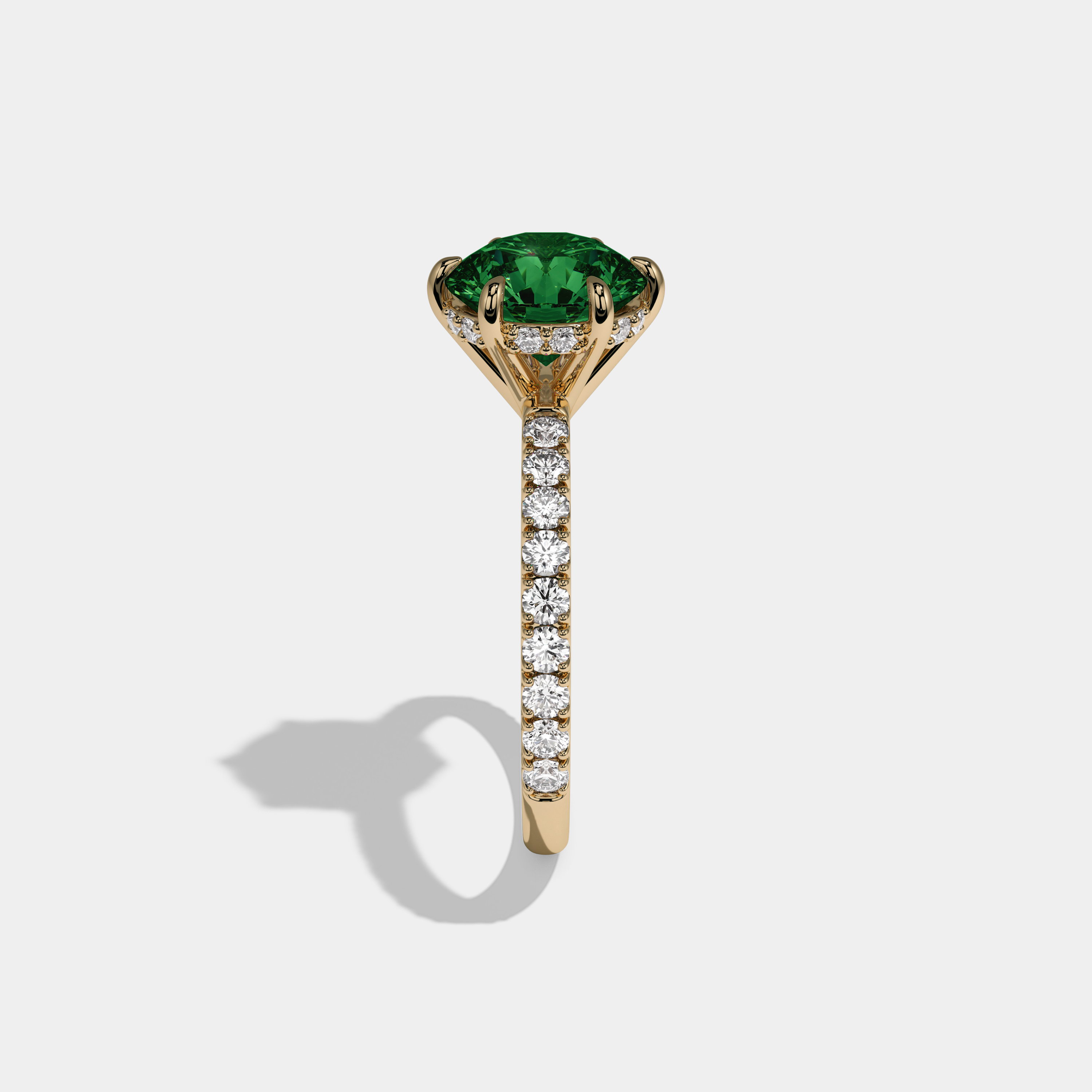 Adelaide Fancy Dark Green Round Brilliant Cut Diamond Band Engagement Ring 6ct 18K Yellow Gold
