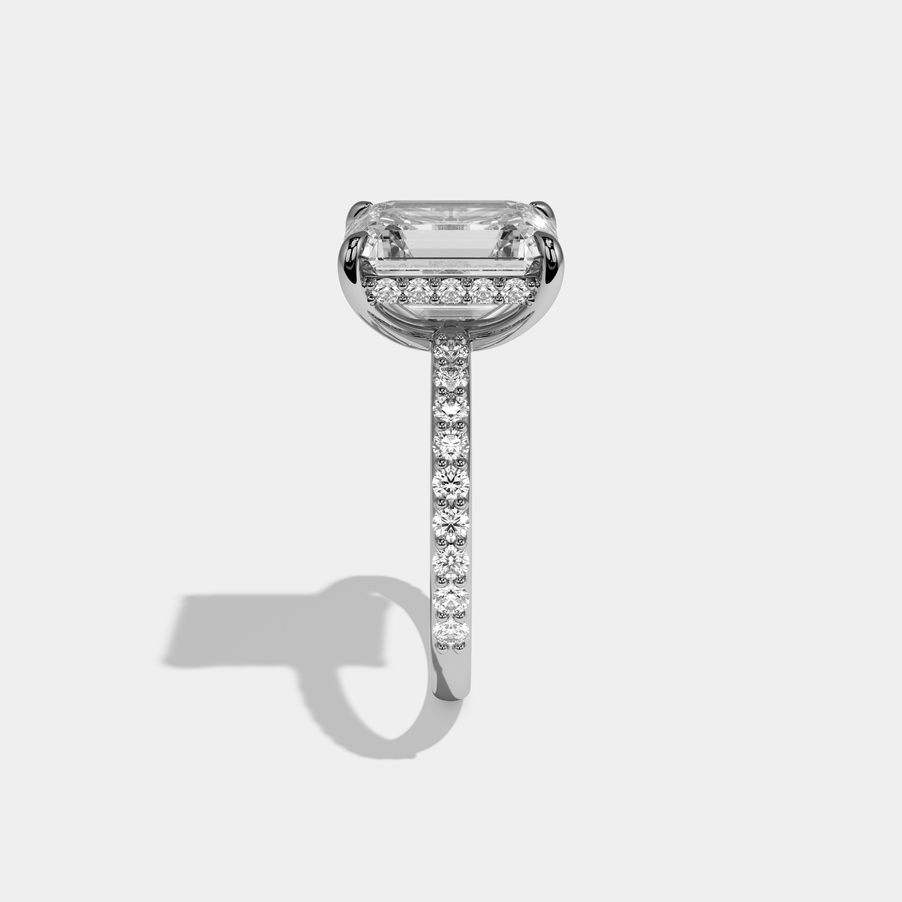 Ismera Emerald Cut Diamond Halo Engagement Ring 10ct 18k White Gold