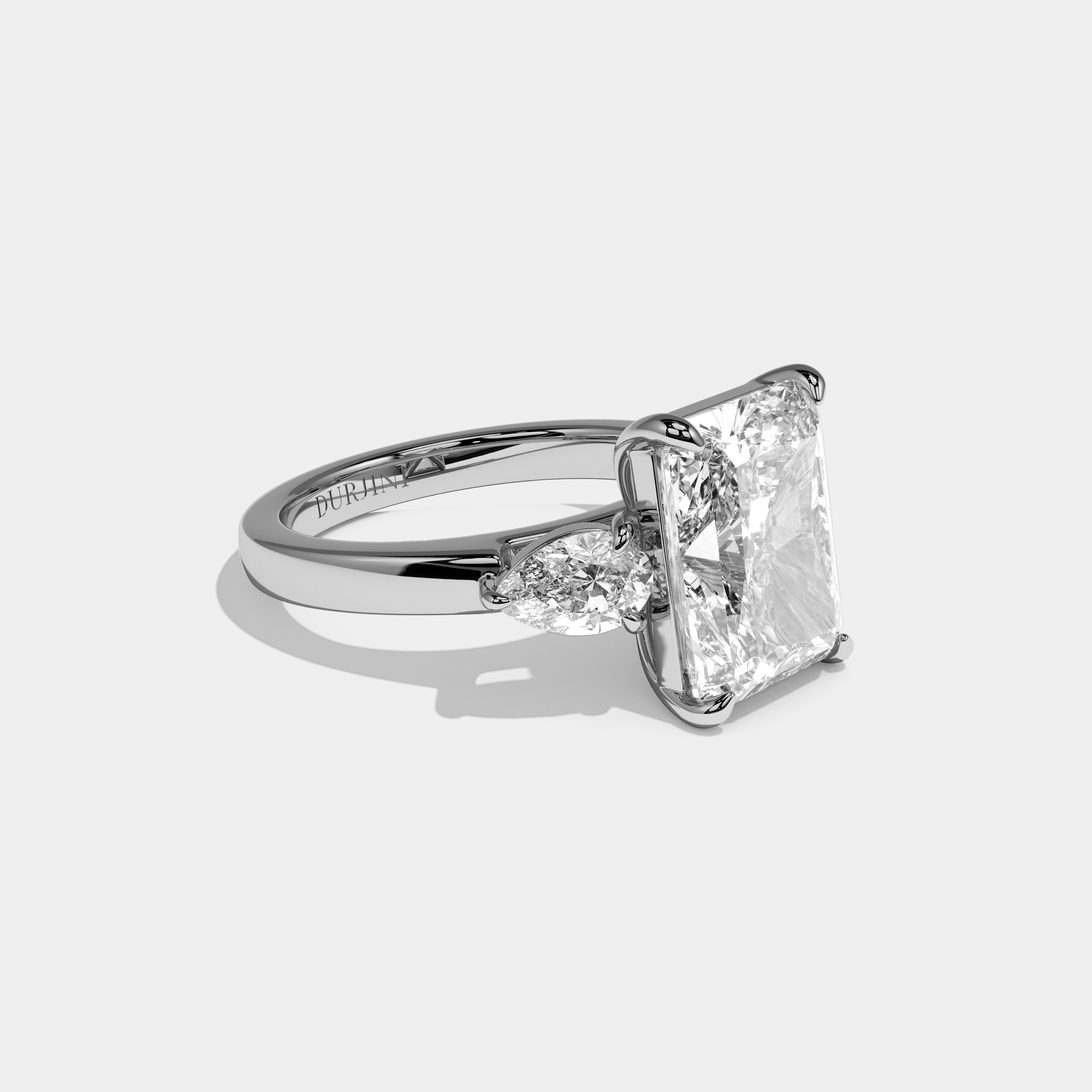 Francesca Radiant Cut Diamond Halo Engagement Ring Plain Band 10ct 18K White Gold