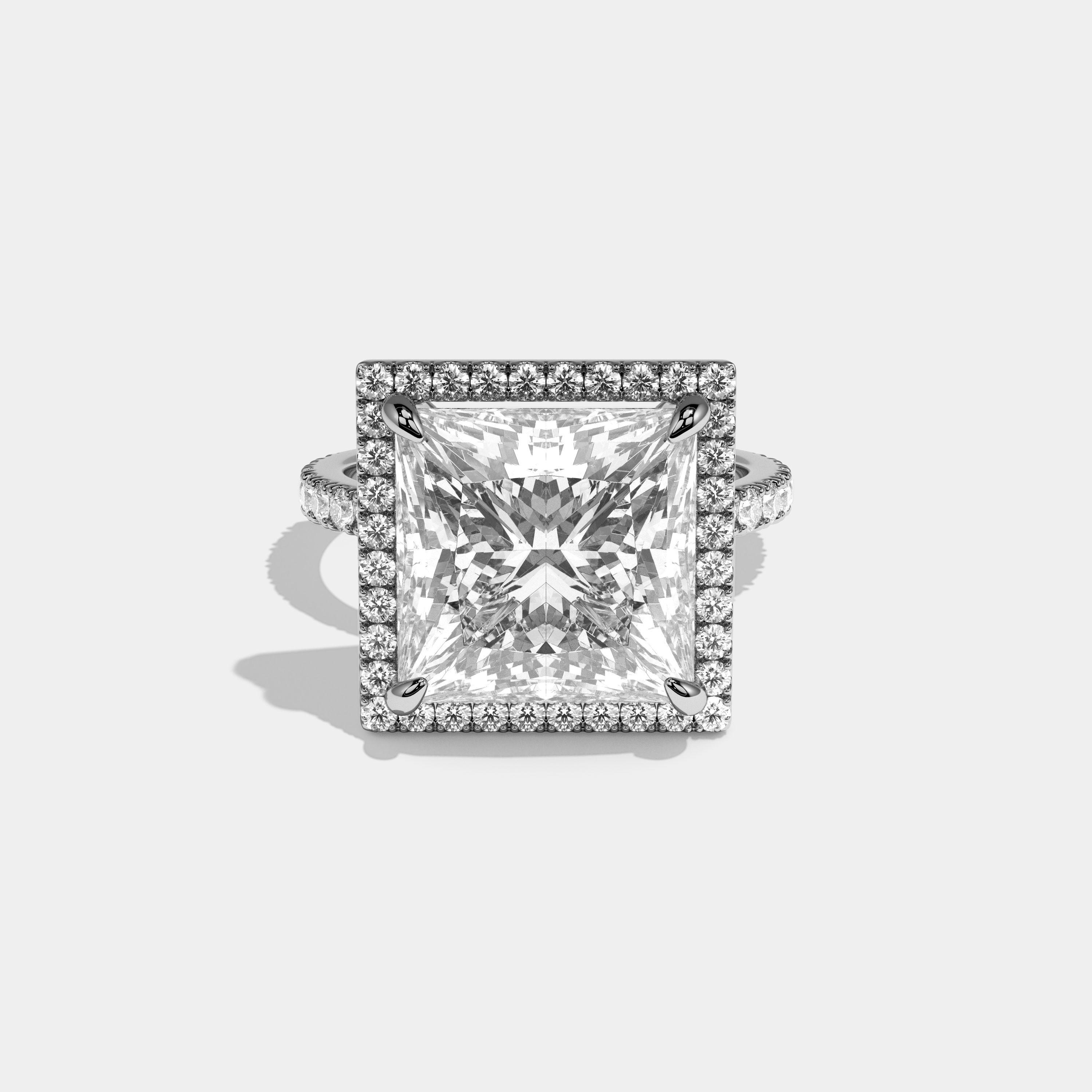 Iris Princess Cut Diamond Halo Engagement Ring 10ct 18k White Gold