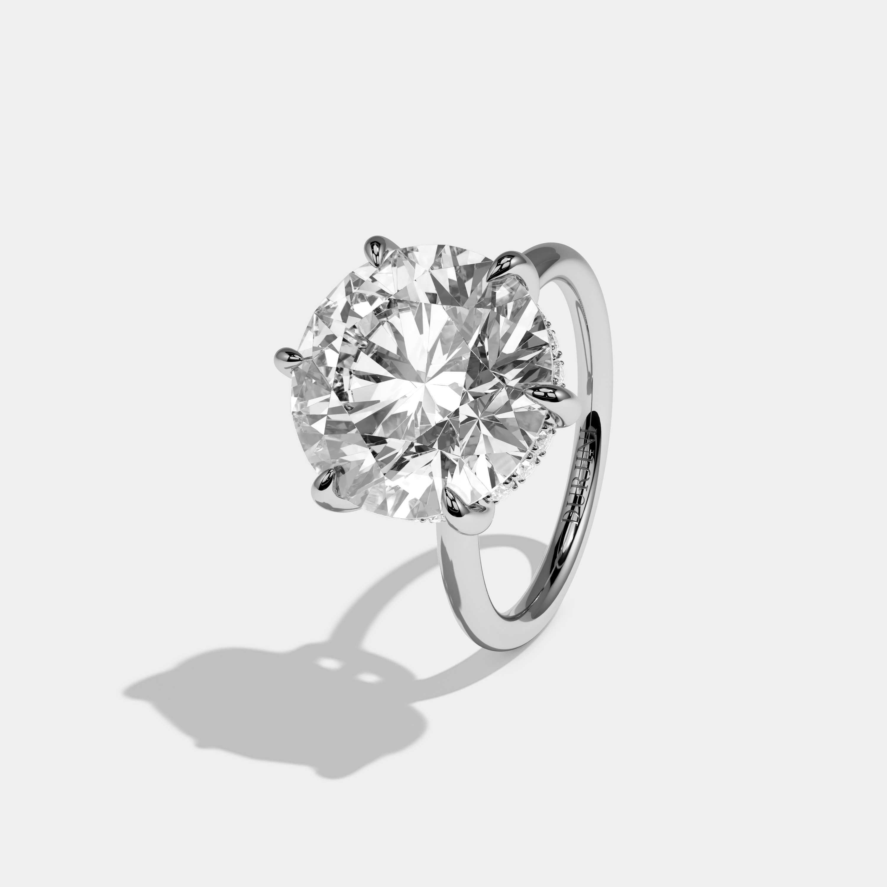 Imogen Round Brilliant Cut Diamond Halo Plain Band Engagement Ring 10ct 18k White Gold