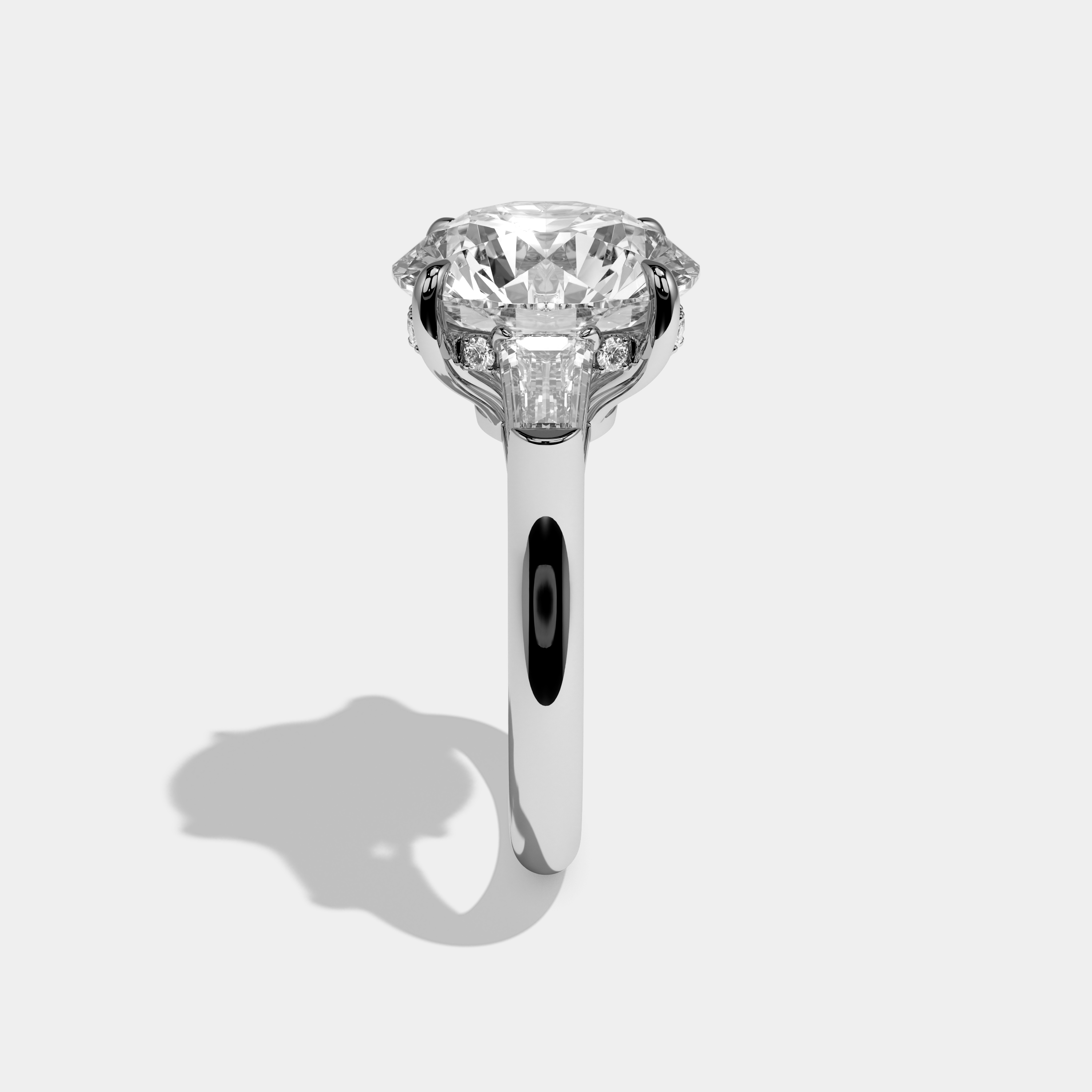 Phoebe Round Brilliant Cut Diamond Halo Plain Band Engagement Ring 10ct 18K White Gold