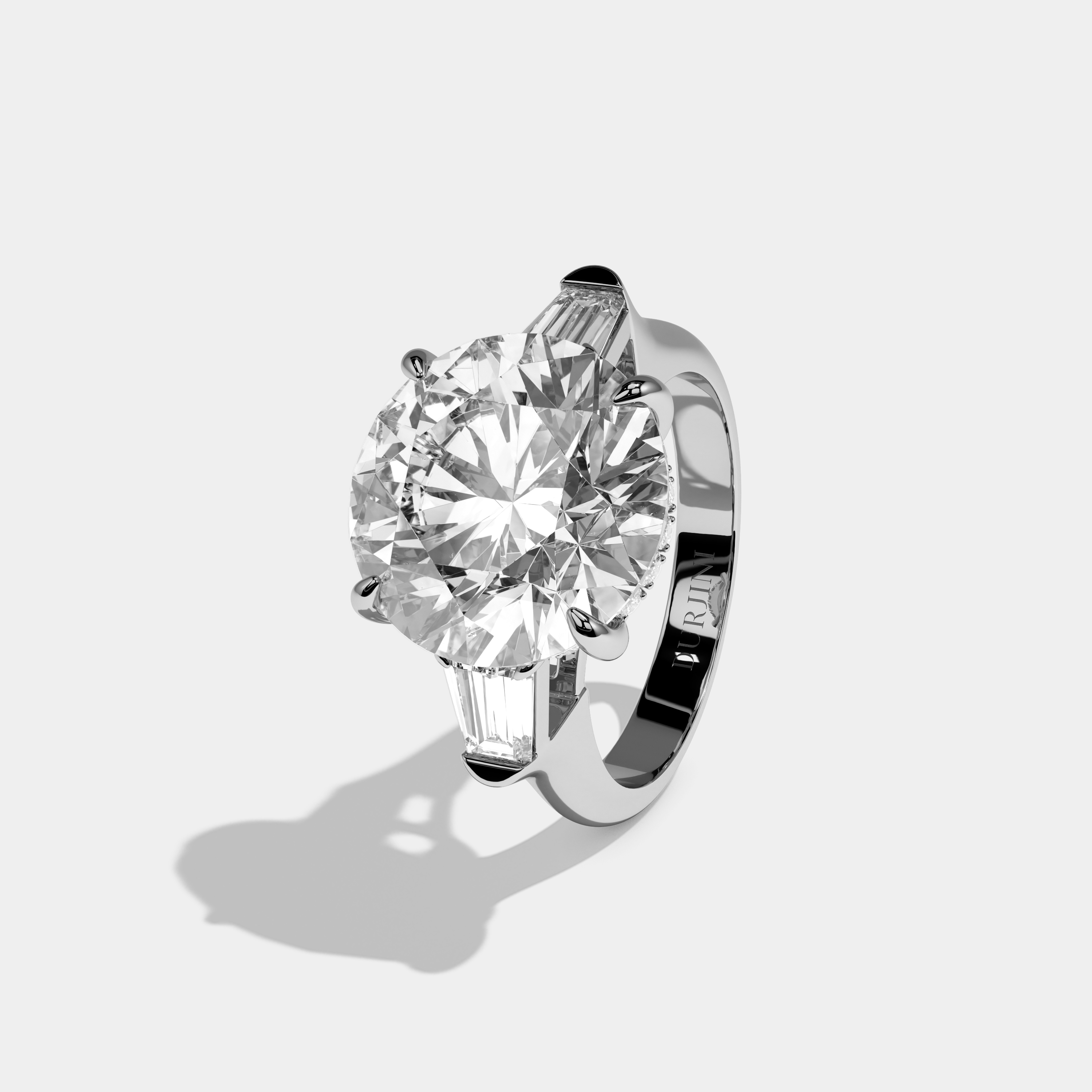 Phoebe Round Brilliant Cut Diamond Halo Plain Band Engagement Ring 10ct 18K White Gold