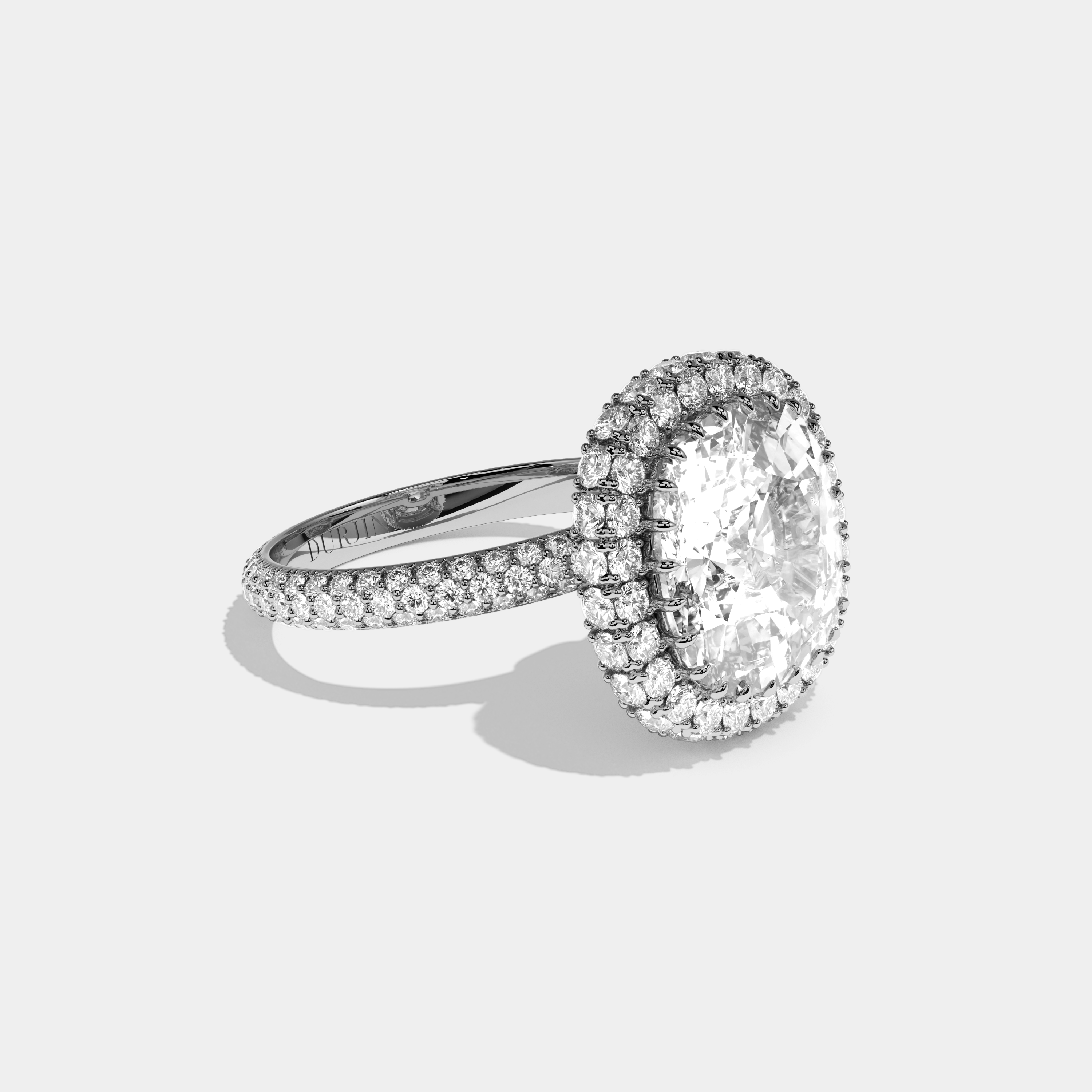 Elsie Cushion Cut Diamond Halo Band Engagement Ring 9ct 18k White Gold