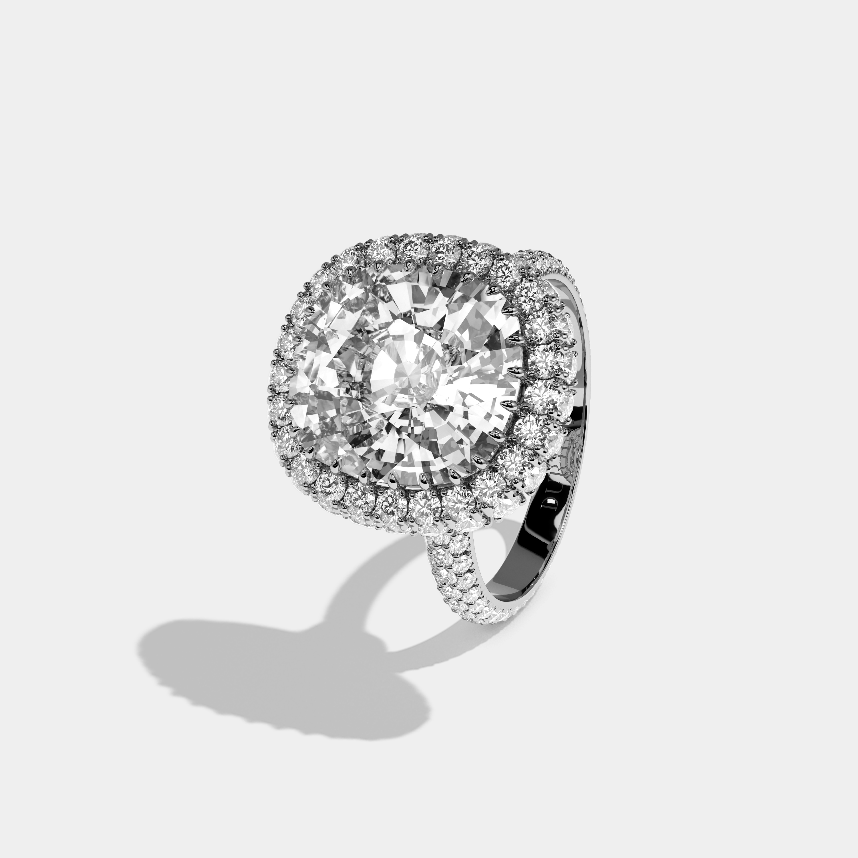 Elsie Cushion Cut Diamond Halo Band Engagement Ring 9ct 18k White Gold