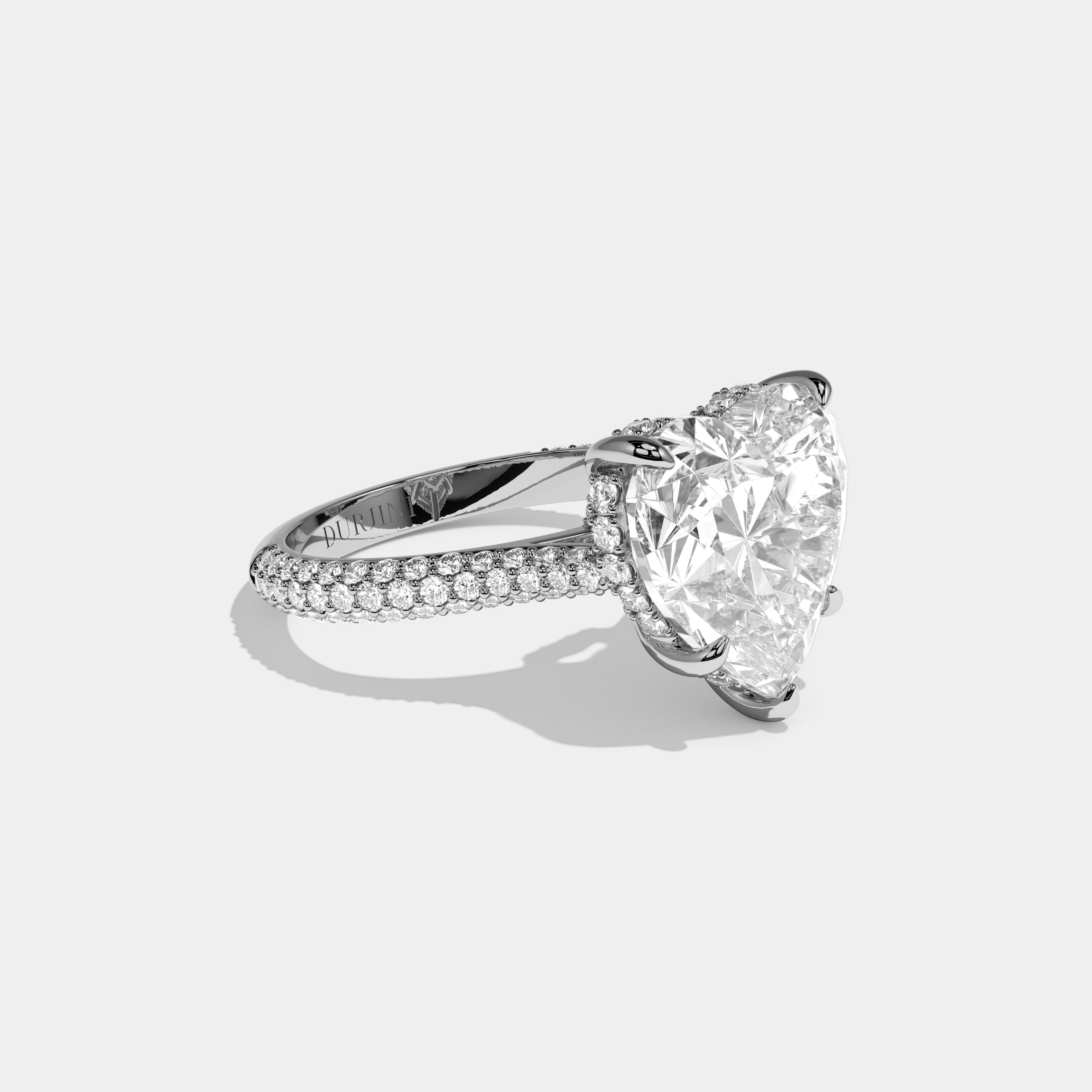 Rose Heart Cut Diamond Halo Band Engagement Ring 10ct 18k White Gold