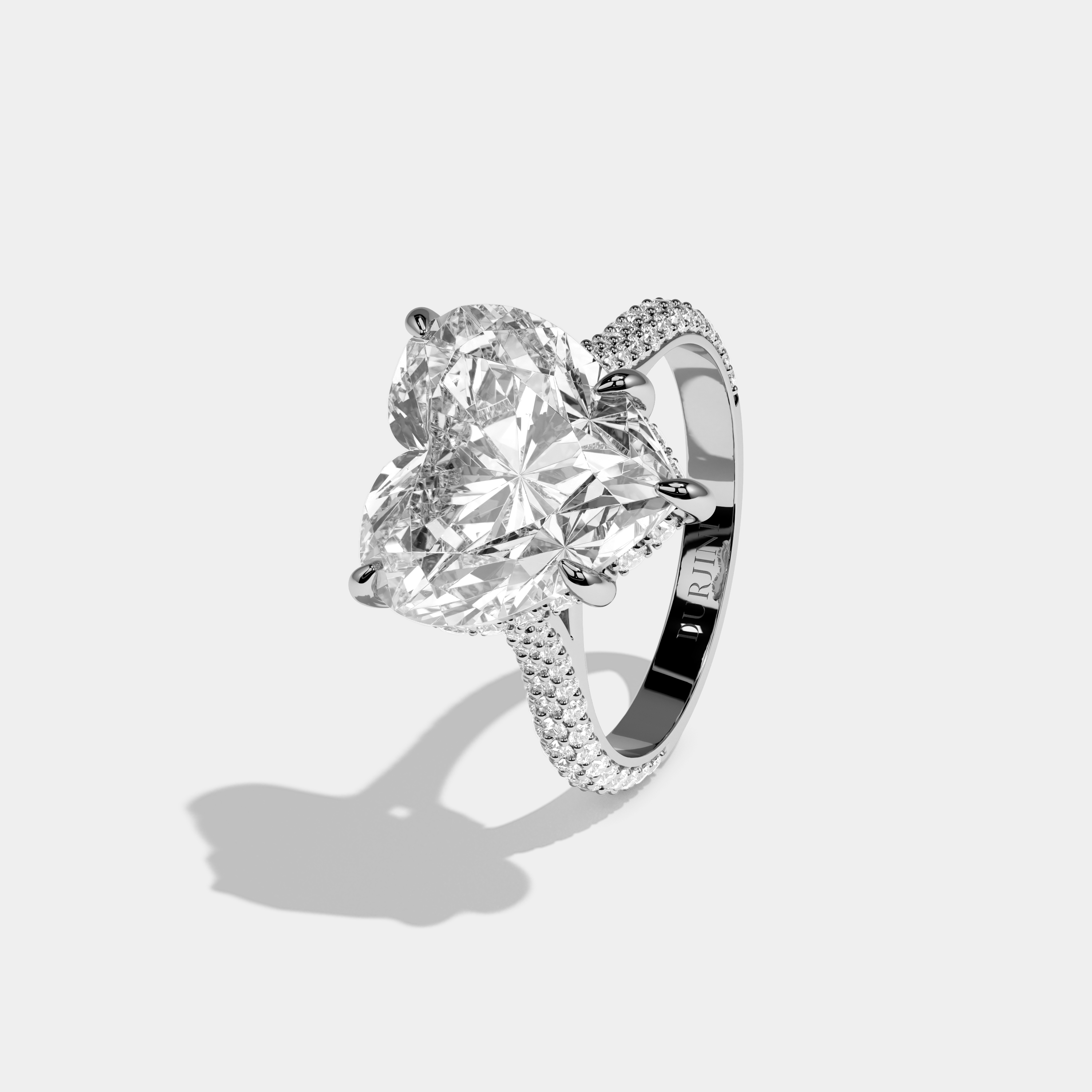 Rose Heart Cut Diamond Halo Band Engagement Ring 10ct 18k White Gold