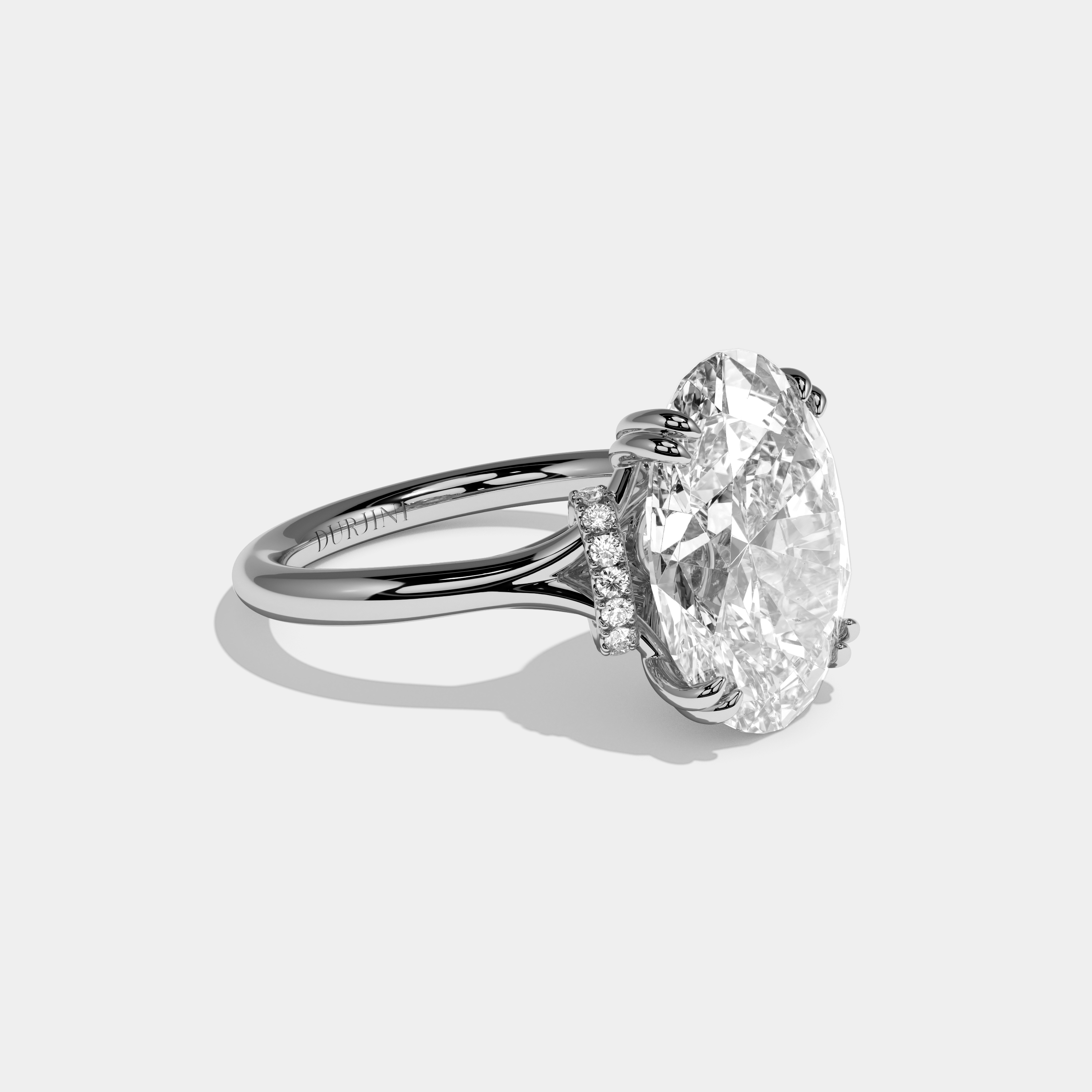 Freya Oval Cut Diamond Engagement Ring Plain Band 10ct 18K White Gold