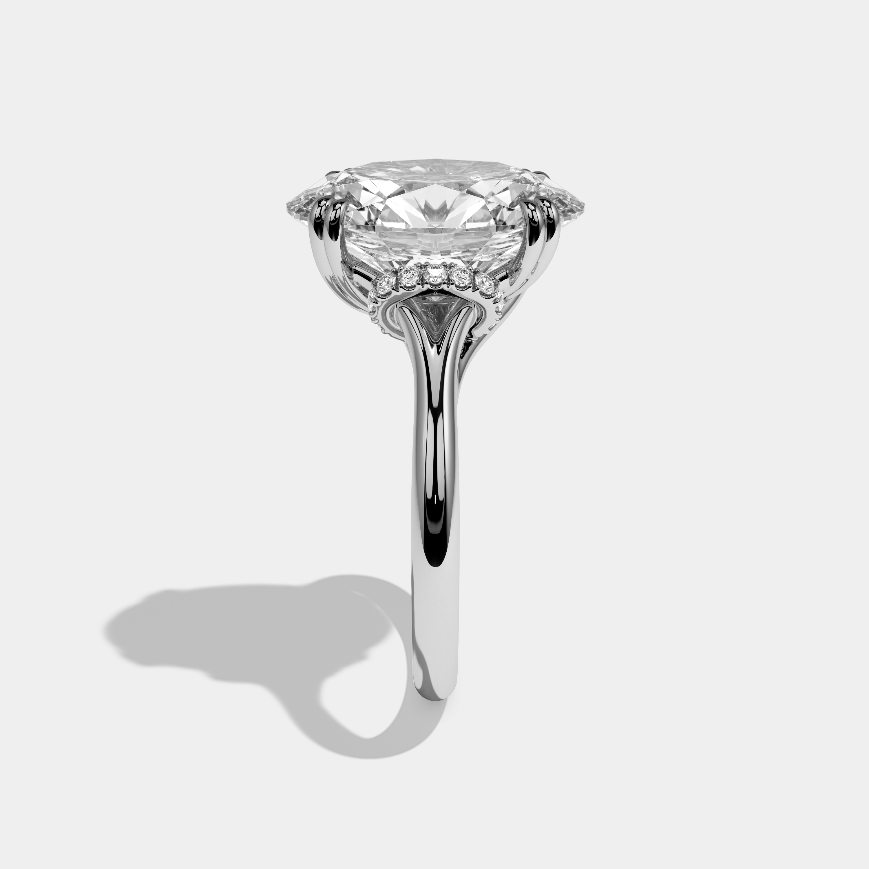 Freya Oval Cut Diamond Engagement Ring Plain Band 10ct 18K White Gold