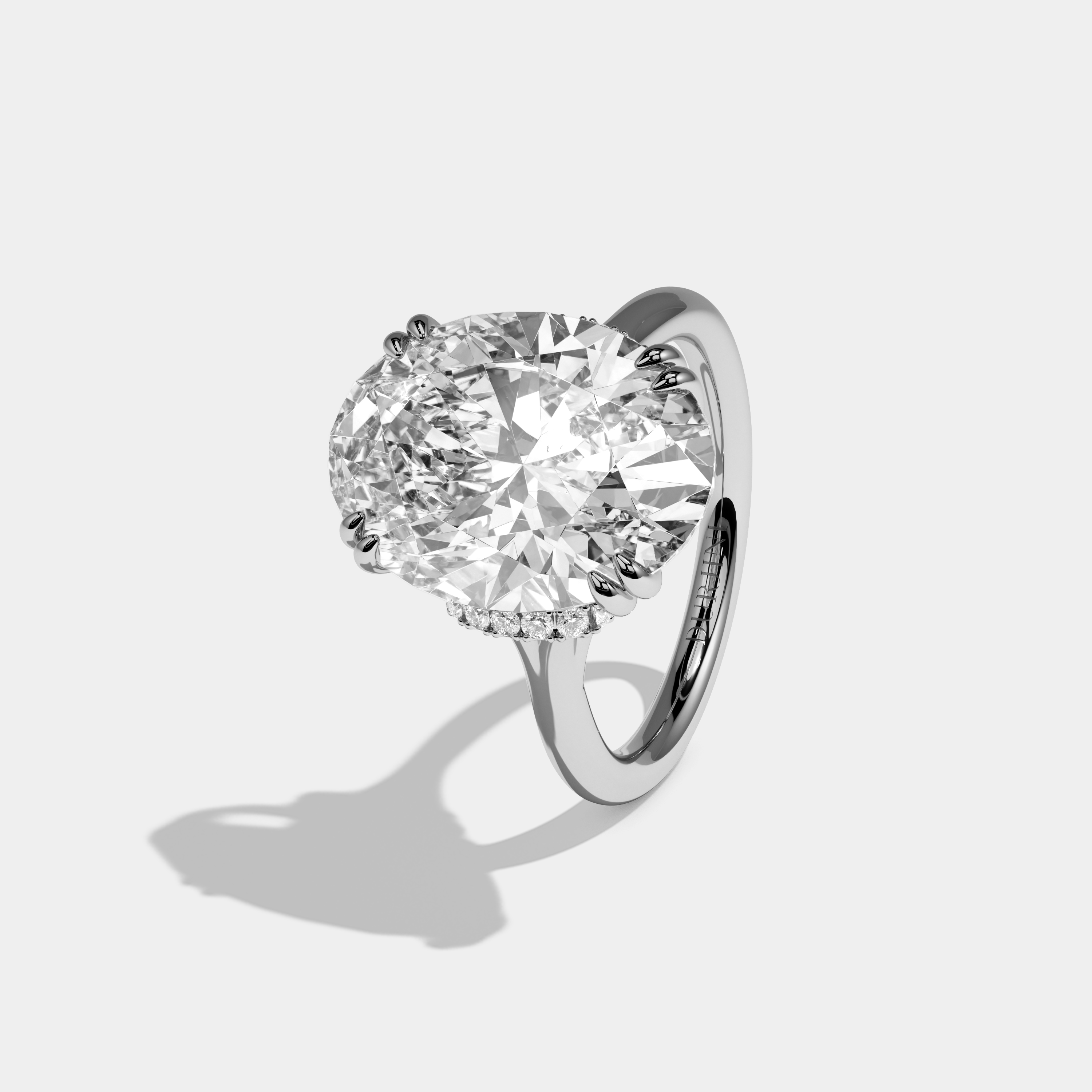 Freya Oval Cut Diamond Engagement Ring Plain Band 10ct 18K White Gold