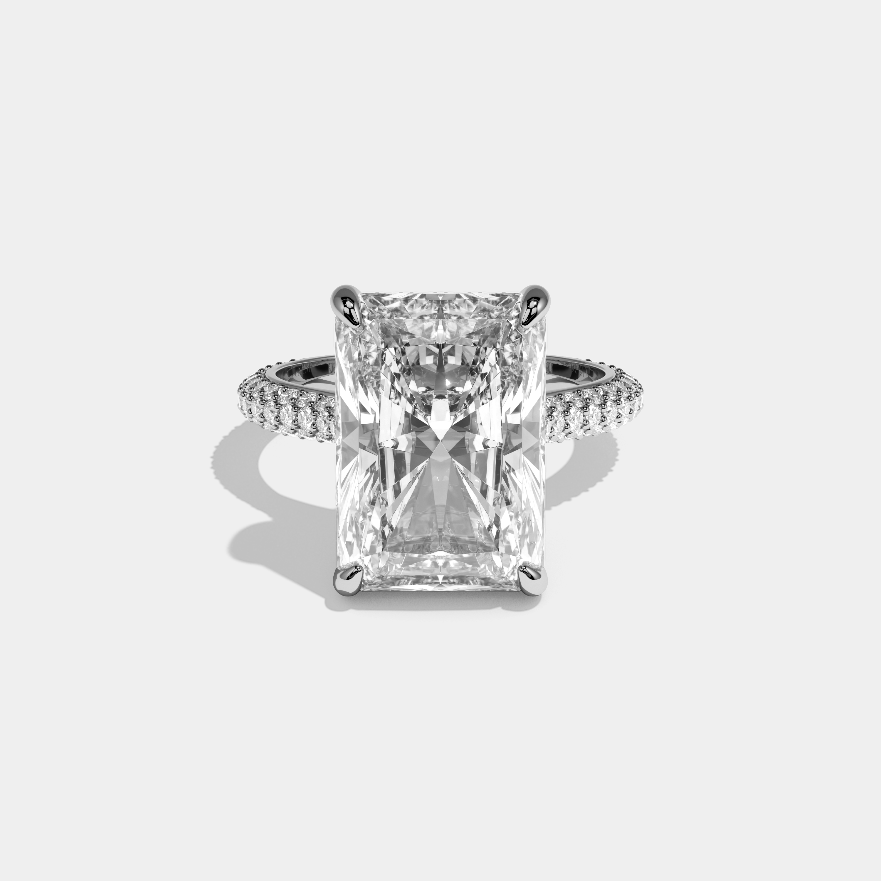 Hazel Radiant Cut Diamond Halo Band Engagement Ring 8ct 18K White Gold