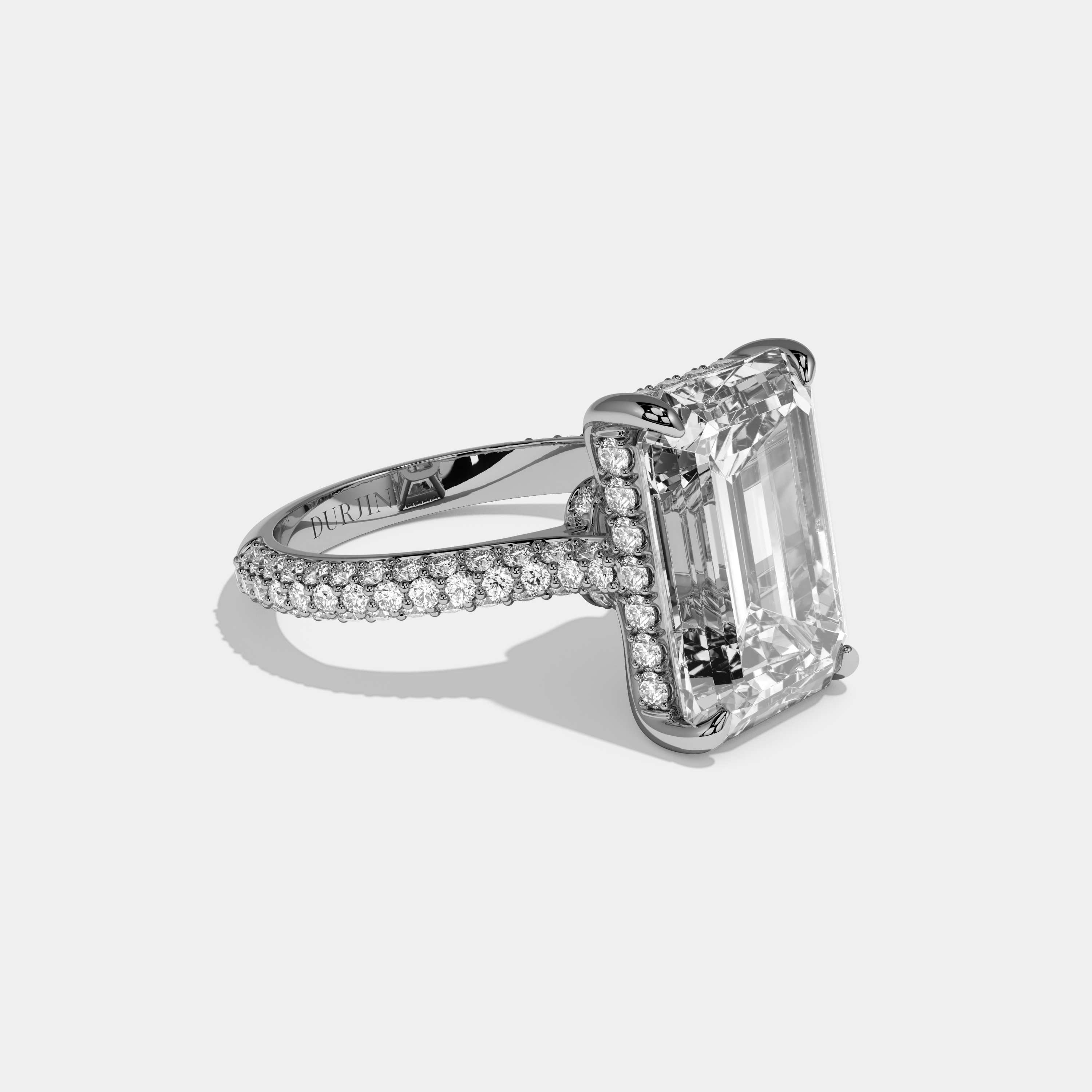 Anne Emerald Cut Diamond Band Engagement Ring 12ct 18k White Gold