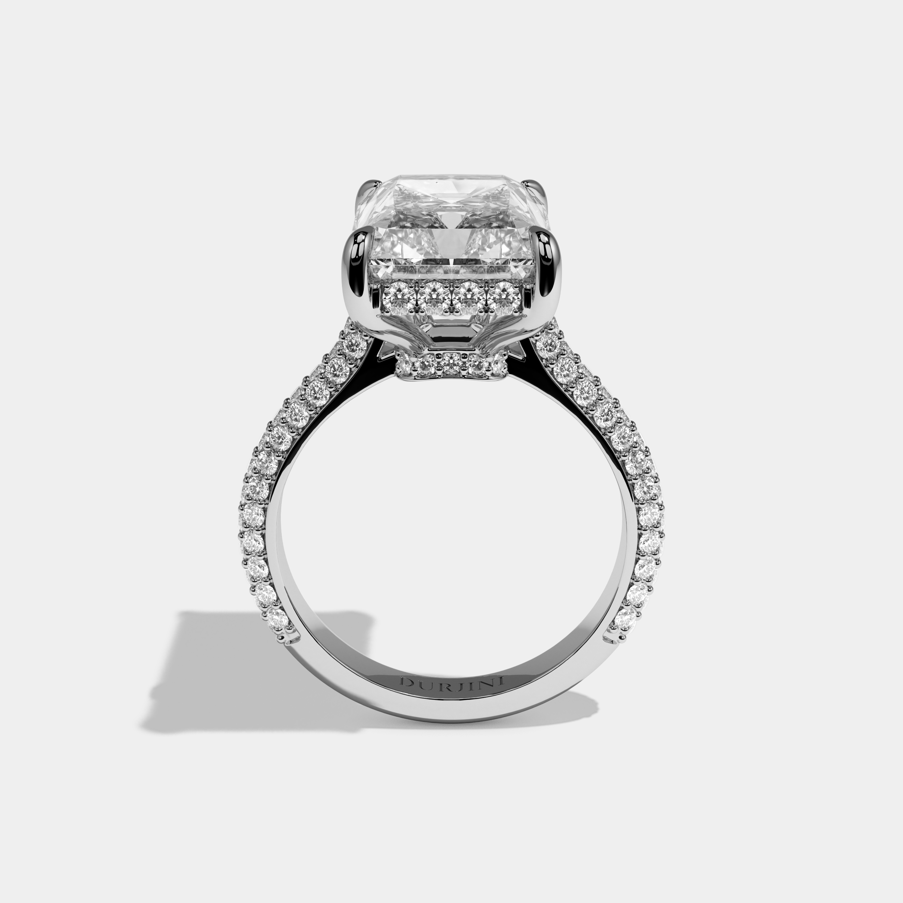 Hazel Radiant Cut Diamond Halo Band Engagement Ring 8ct 18K White Gold