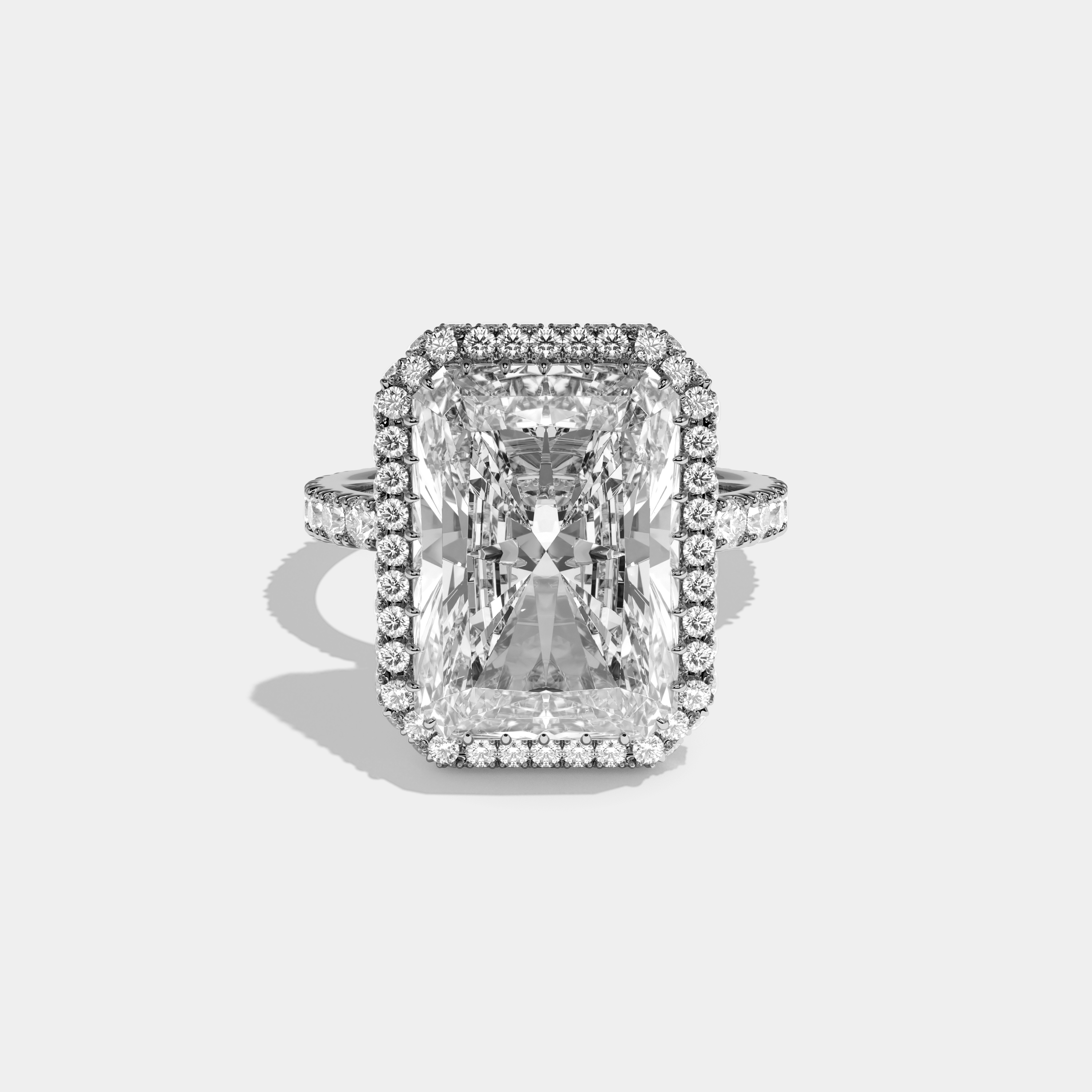 Victoria Radiant Cut Diamond Halo Engagement Ring 10ct 18K White Gold