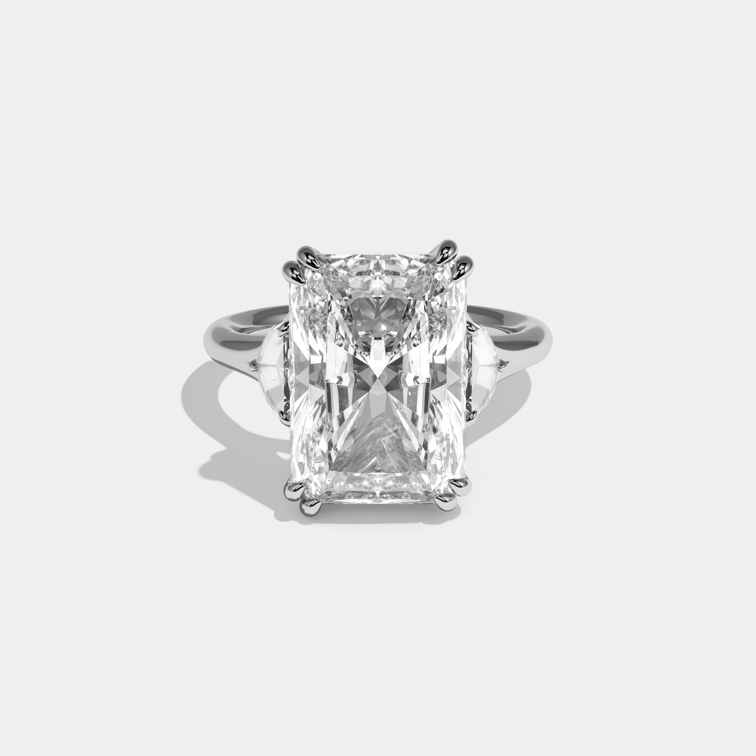 Emily Radiant Cut Diamond Engagement Ring Plain Band 9ct 18K White Gold