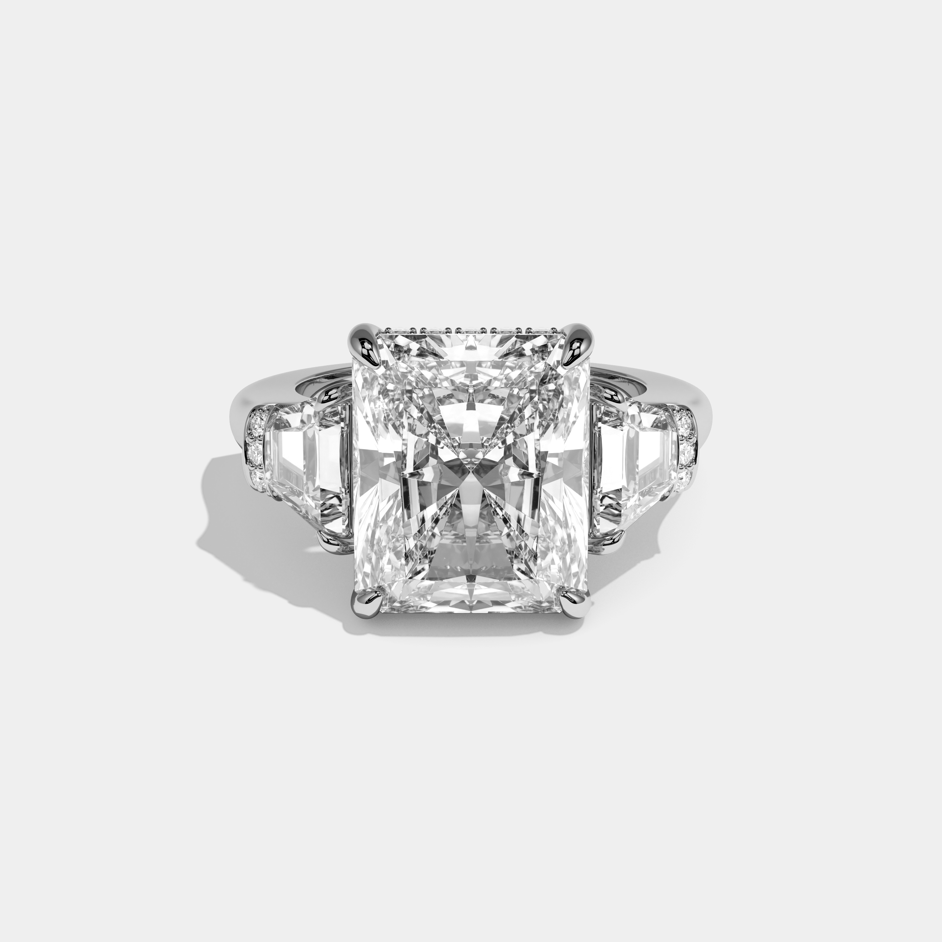 Rebecca Radiant Cut Diamond Halo Engagement Ring Simple Band 10ct 18K White Gold