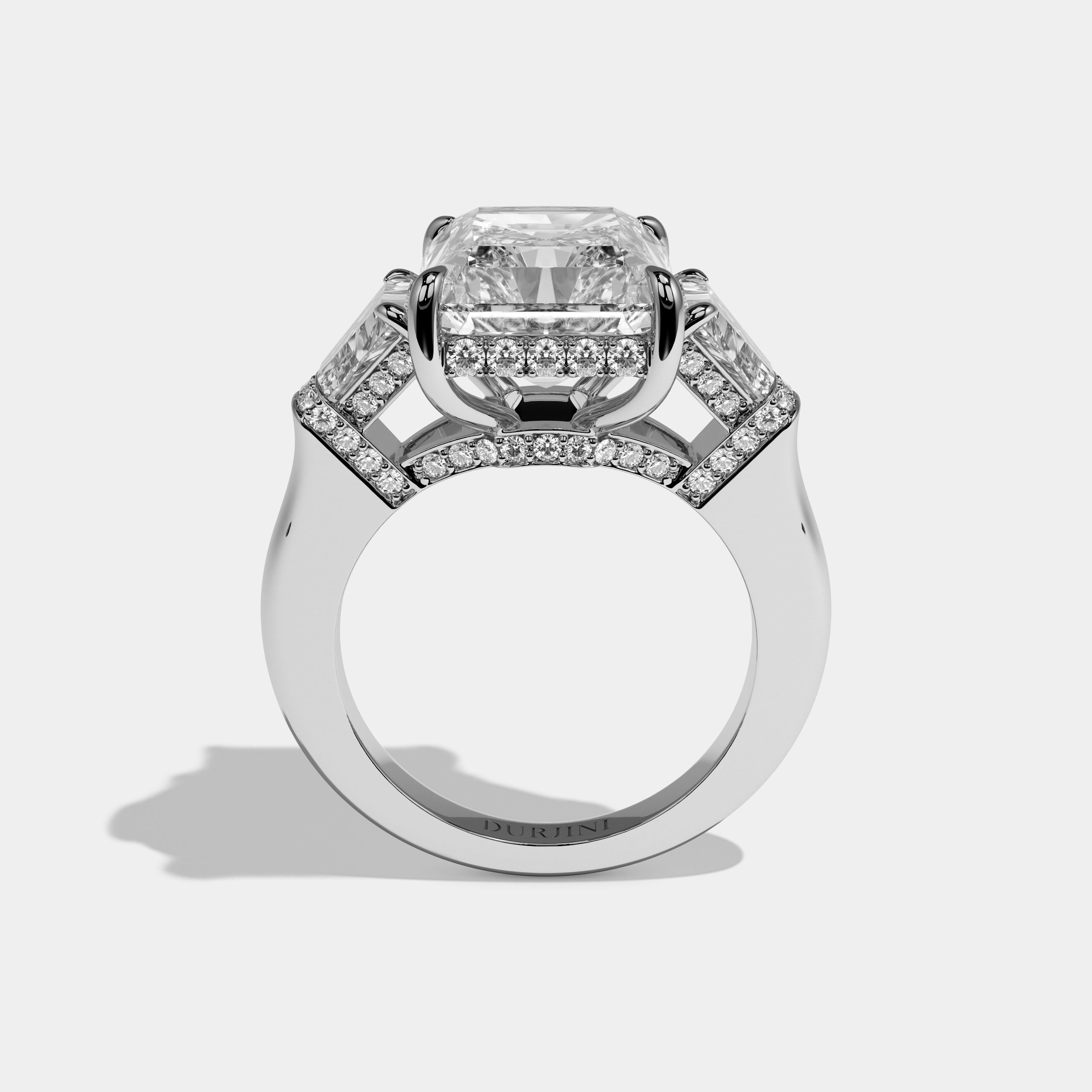 Rebecca Radiant Cut Diamond Halo Engagement Ring Simple Band 10ct 18K White Gold