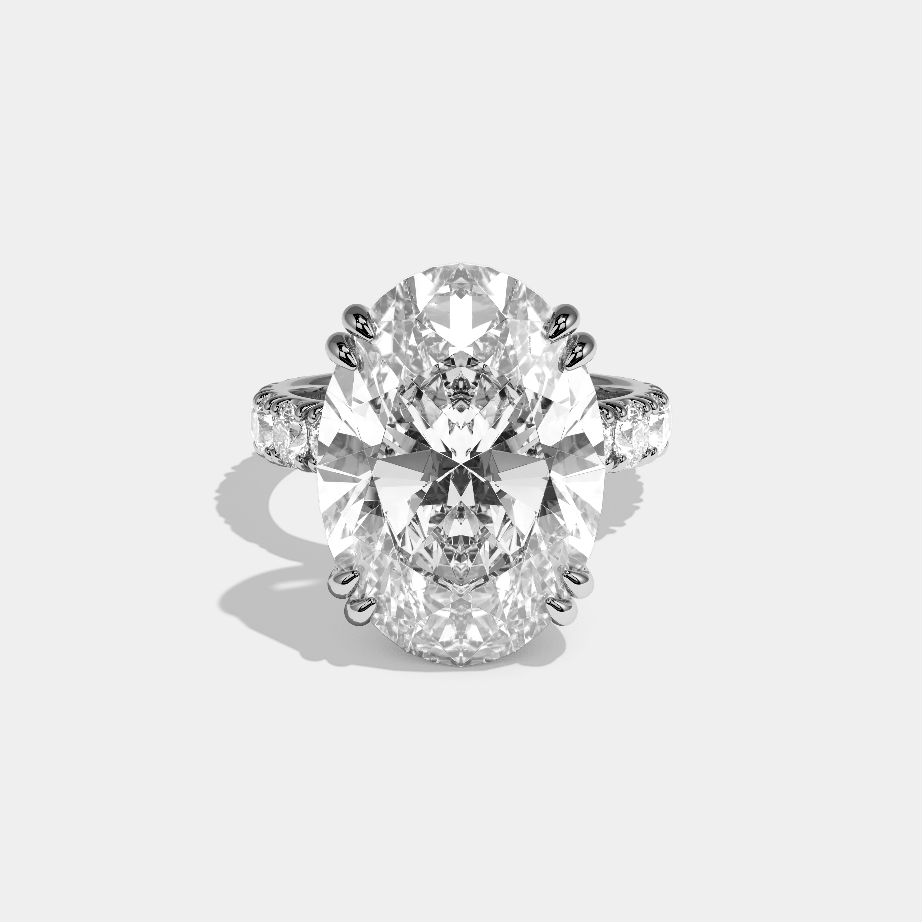 Elizabeth Oval Cut Diamond Halo Engagement Ring 10ct 18K White Gold