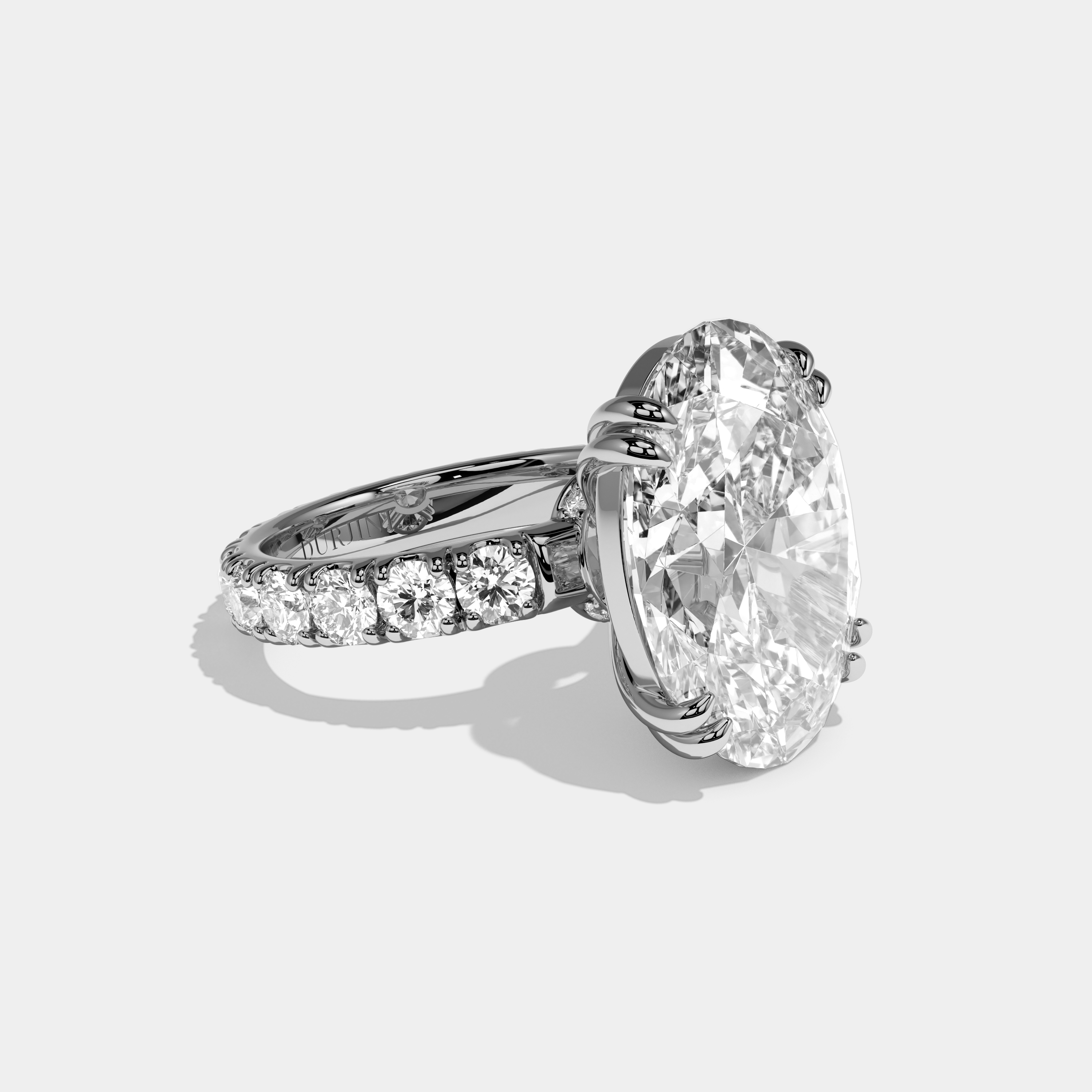 Elizabeth Oval Cut Diamond Halo Engagement Ring 10ct 18K White Gold