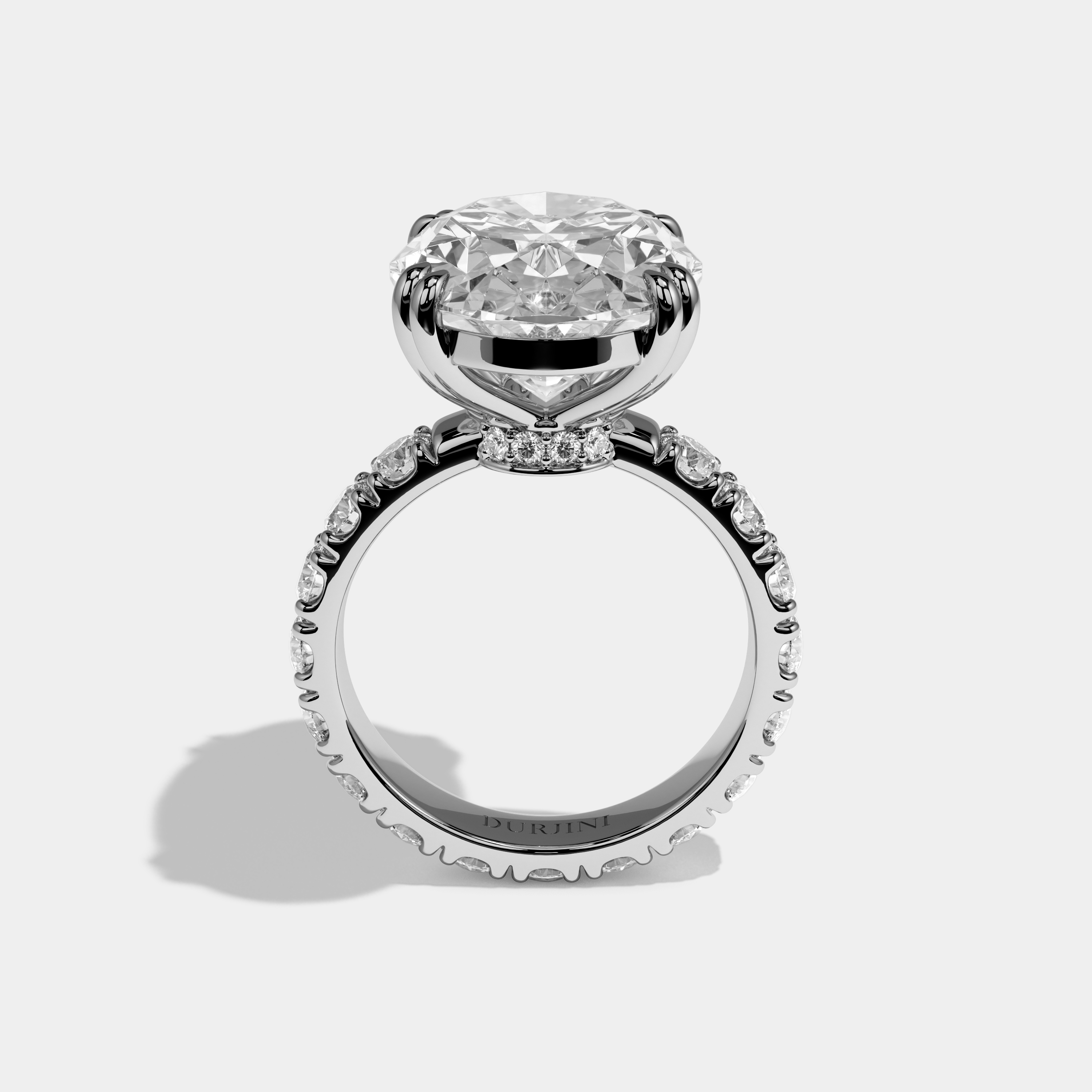 Elizabeth Oval Cut Diamond Halo Engagement Ring 10ct 18K White Gold