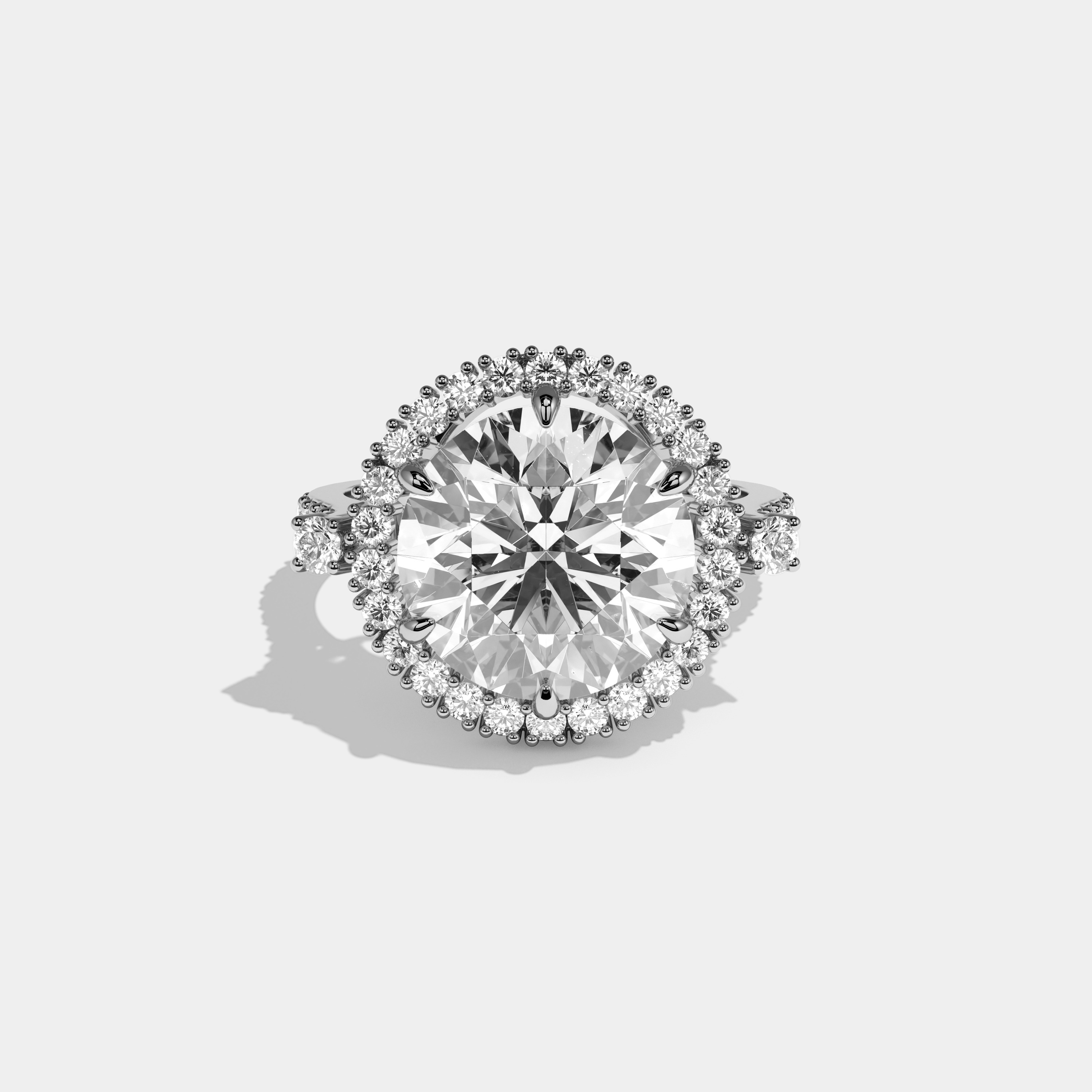 Anna Round Brilliant Cut Diamond Halo Engagement Ring 9ct 18K White Gold
