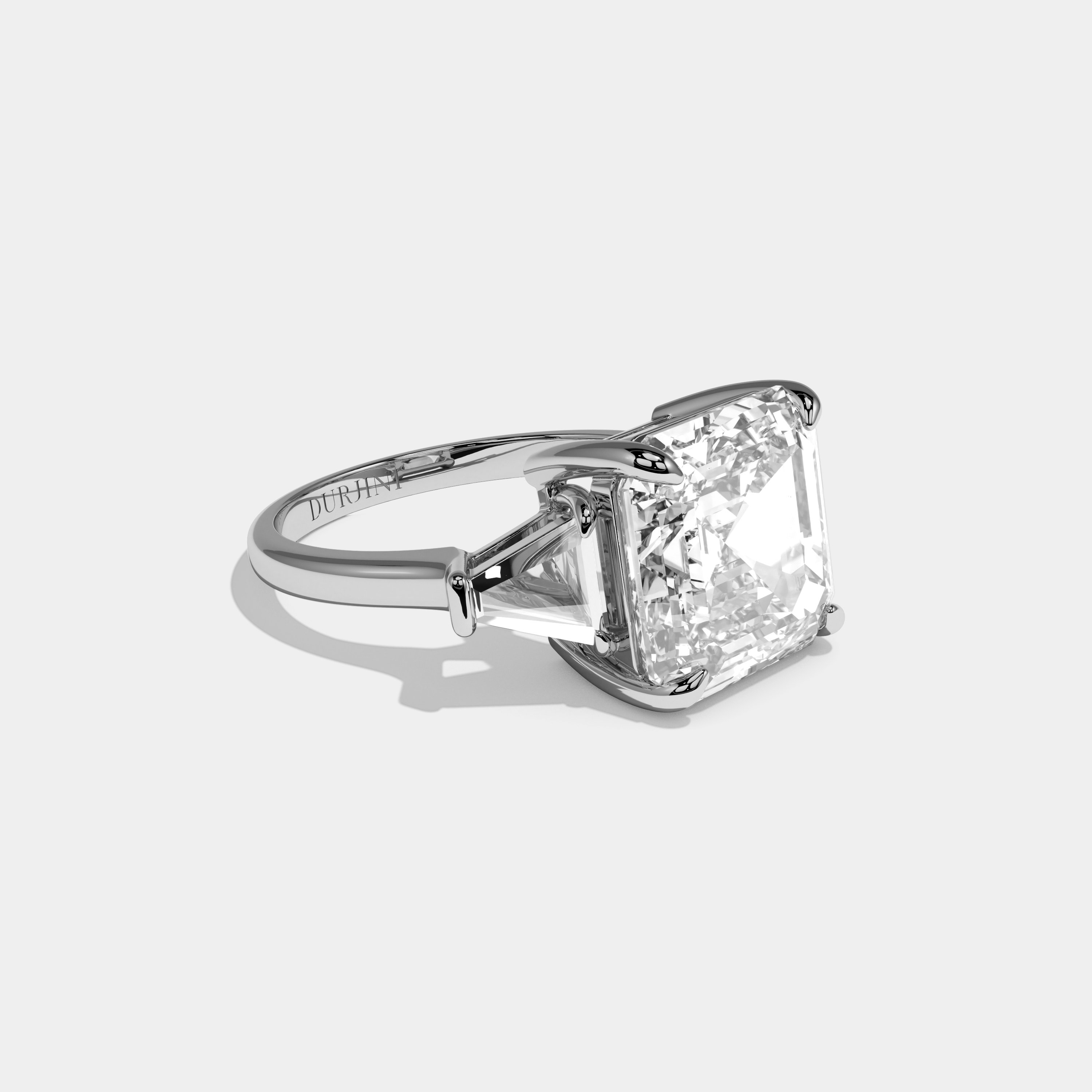 Nancy Asscher Cut Diamond Halo Engagement Ring Plain Band 18K White Gold 10.00ct