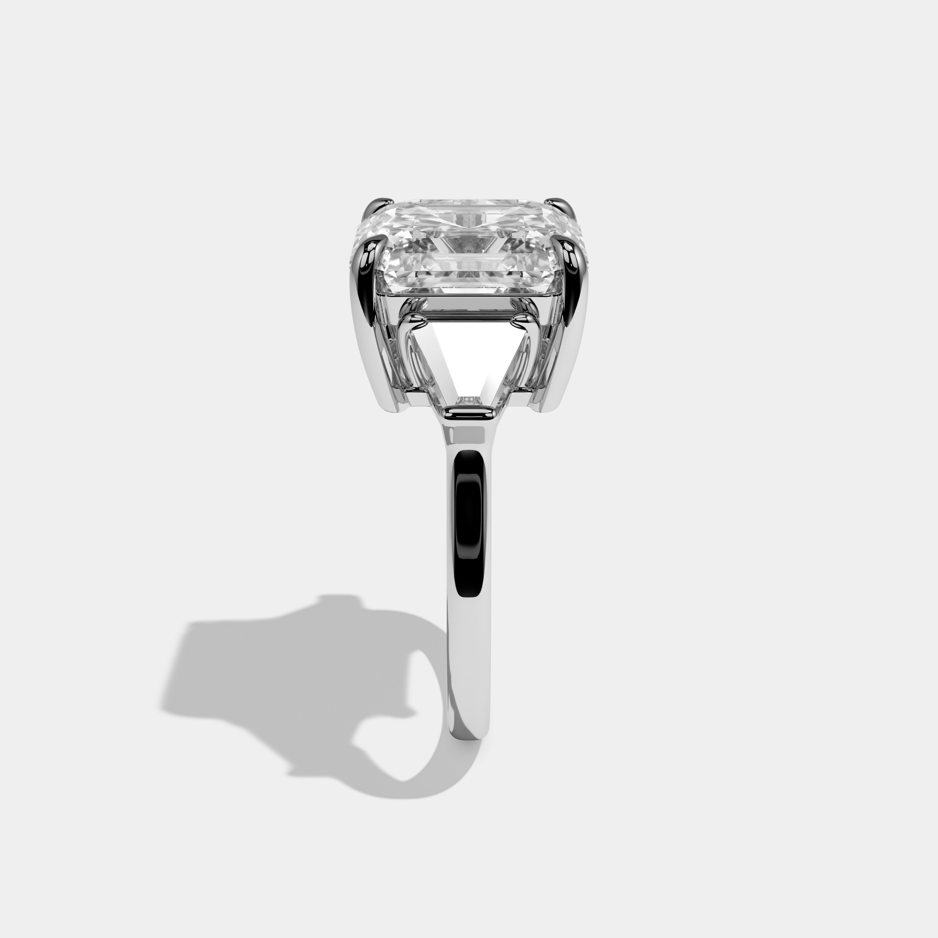 Nancy Asscher Cut Diamond Halo Engagement Ring Plain Band 18K White Gold 10.00ct