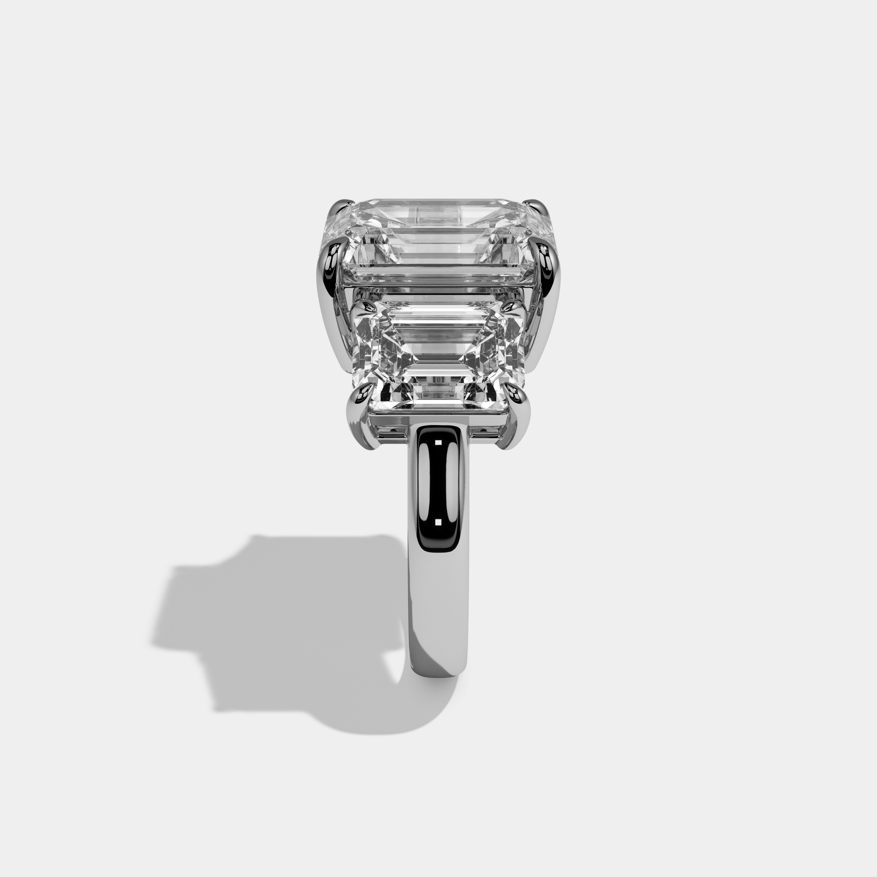 Lillian Emerald Cut Diamond Plain Band With Emerald Cut Sides Engagement Ring 12ct 18k White Gold