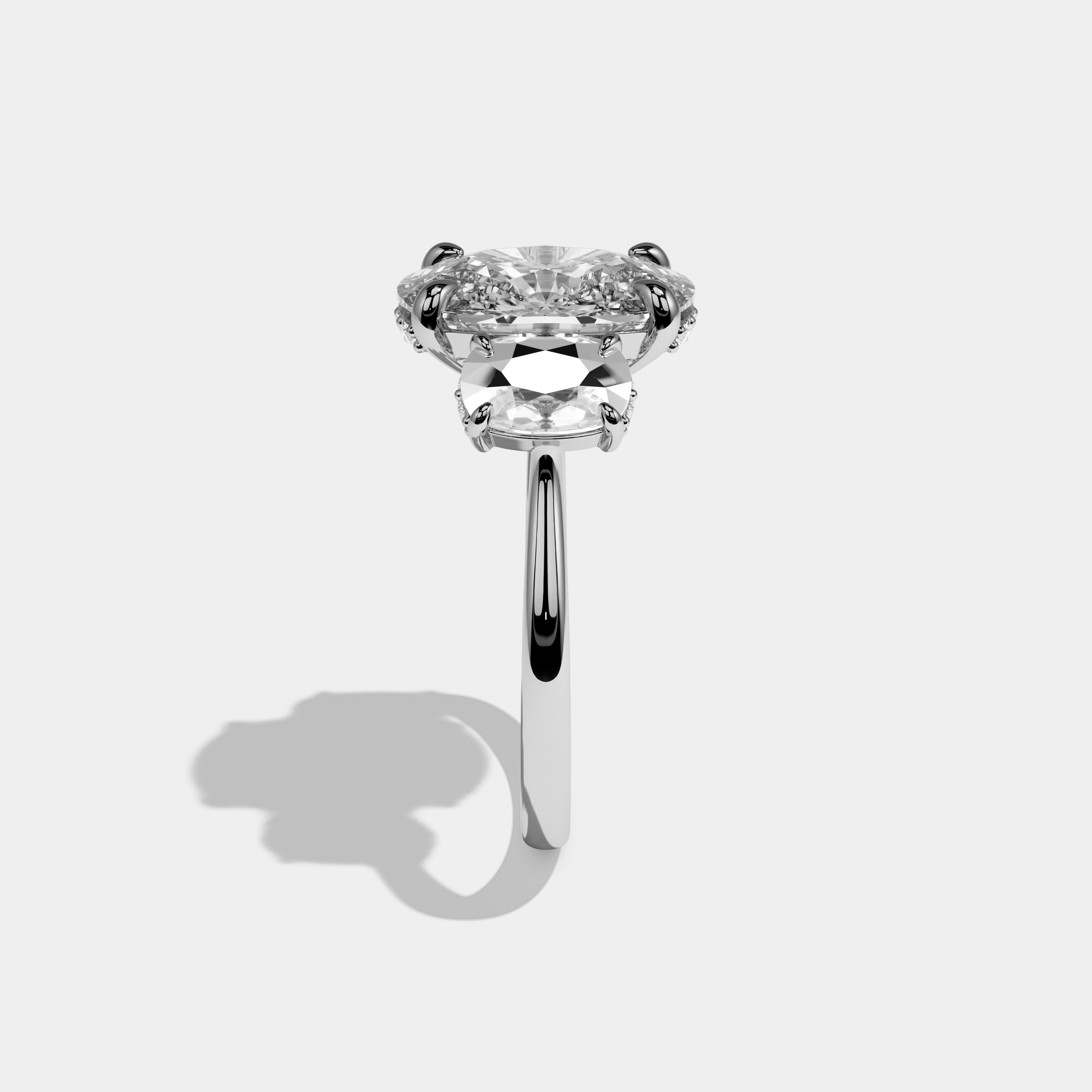 Kennedy Cushion Cut Diamond With Cushion Cut Sides Plain Band Engagement Ring 10ct 18k White Gold