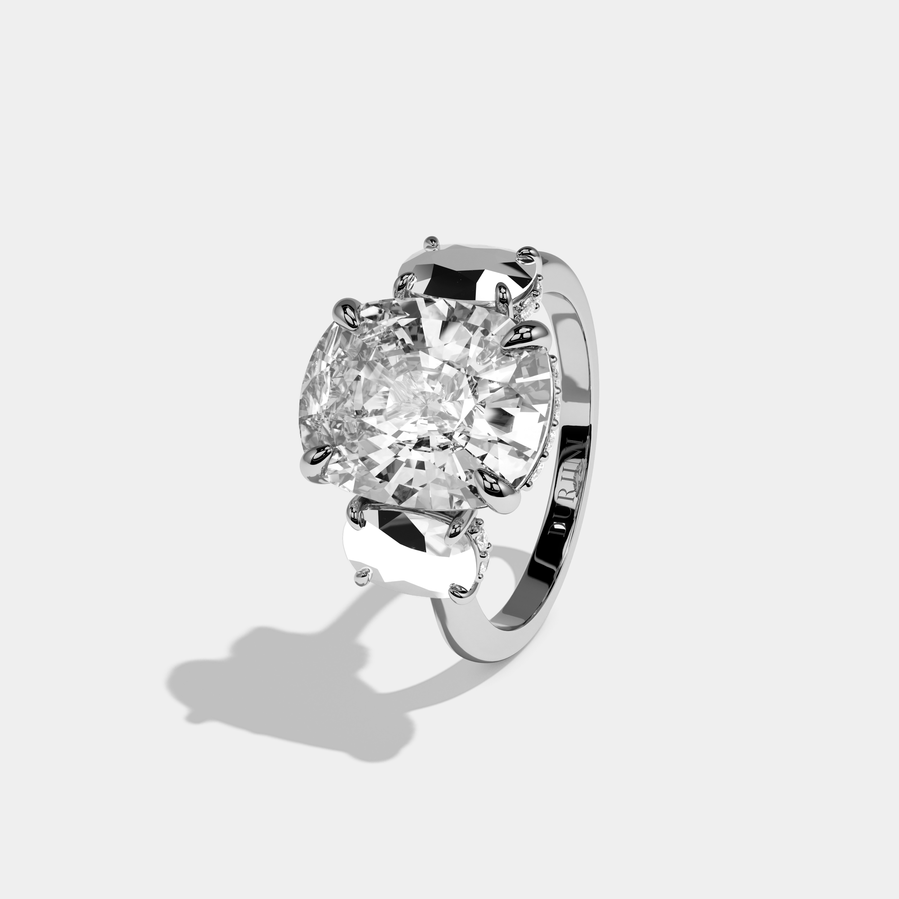 Kennedy Cushion Cut Diamond With Cushion Cut Sides Plain Band Engagement Ring 10ct 18k White Gold