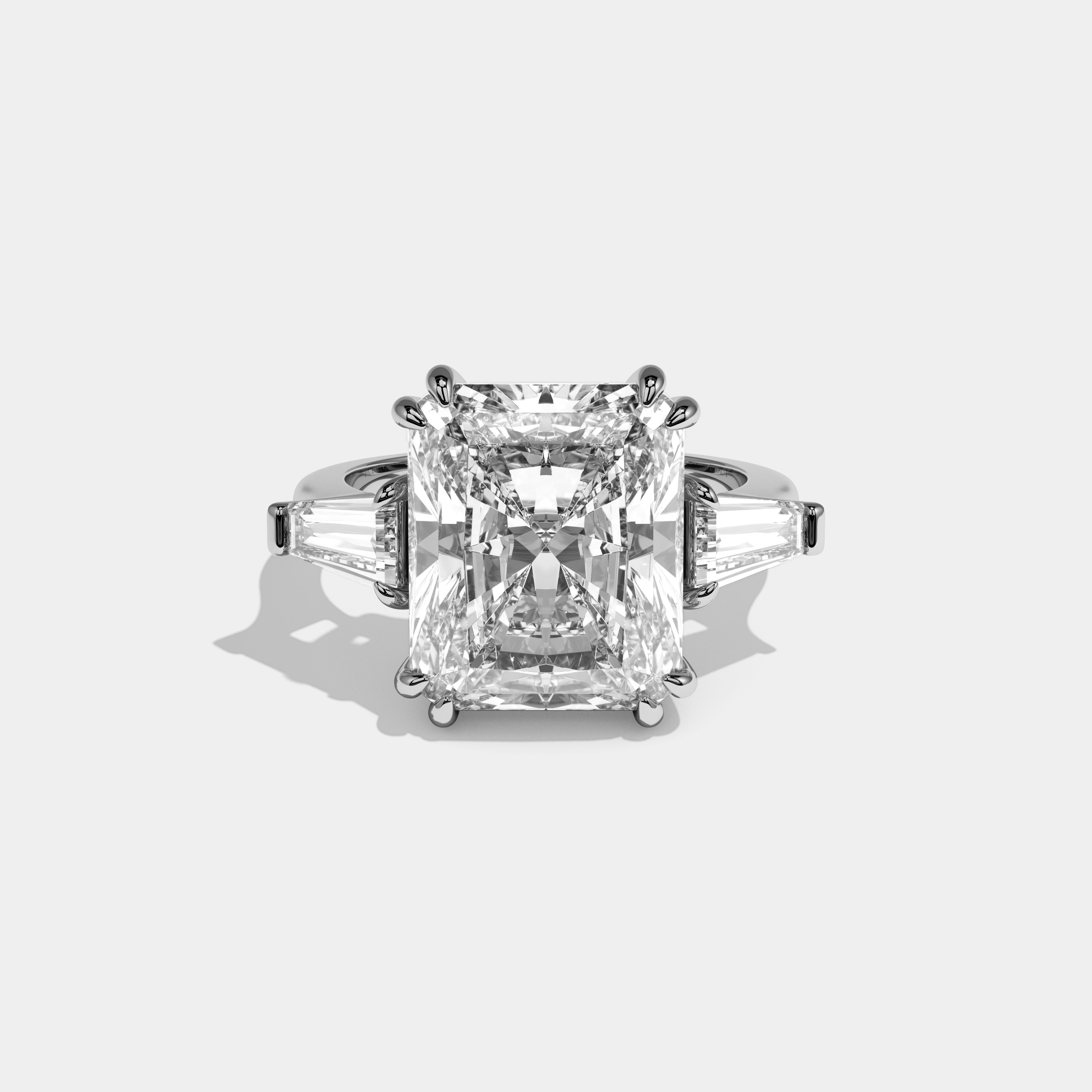 Sienna Radiant Cut Diamond Halo Plain Band With Quadrant Side Engagement Ring 10ct 18k White Gold
