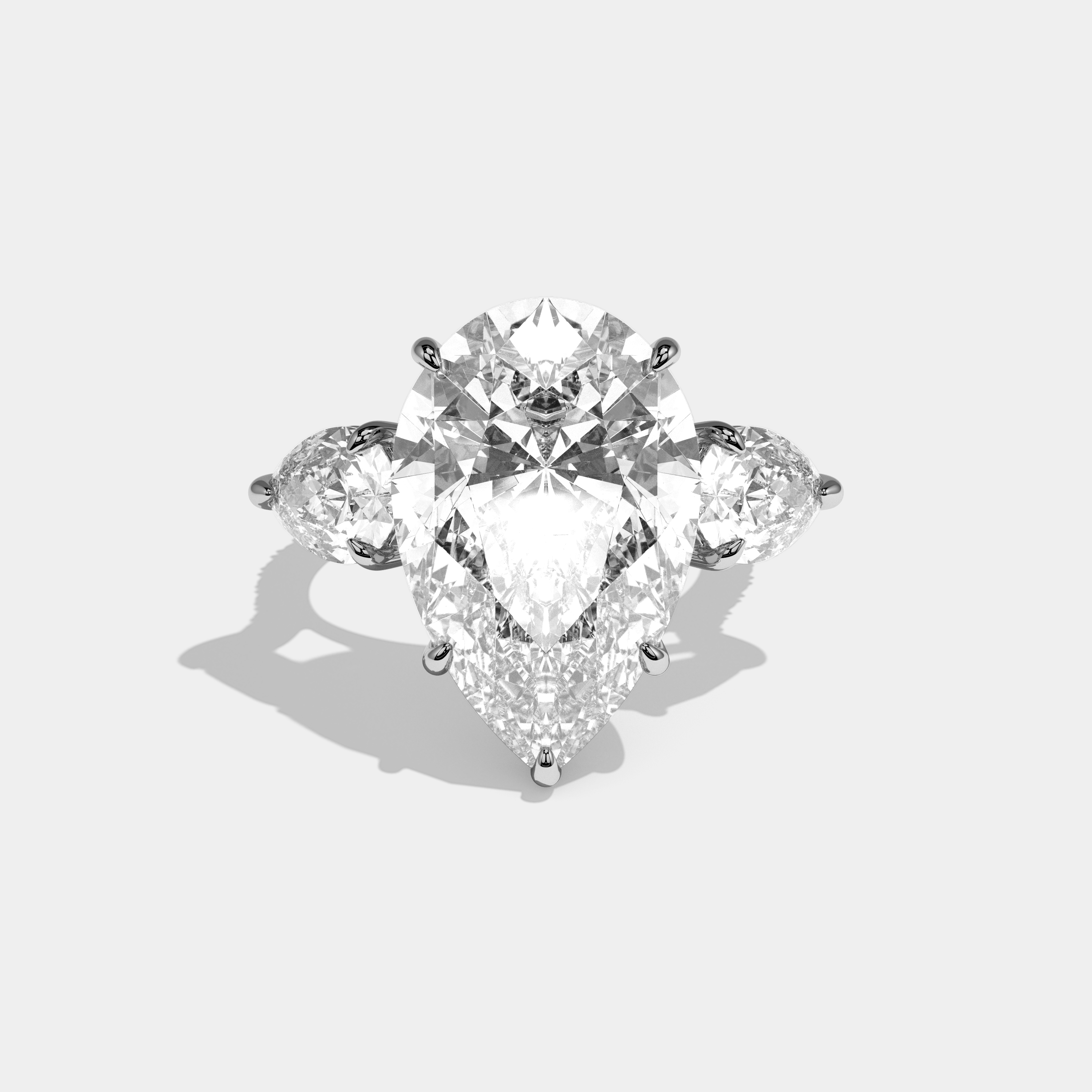 Morgan Pear Cut Diamond Halo With Pear Side Engagement Ring 10ct 18k White Gold