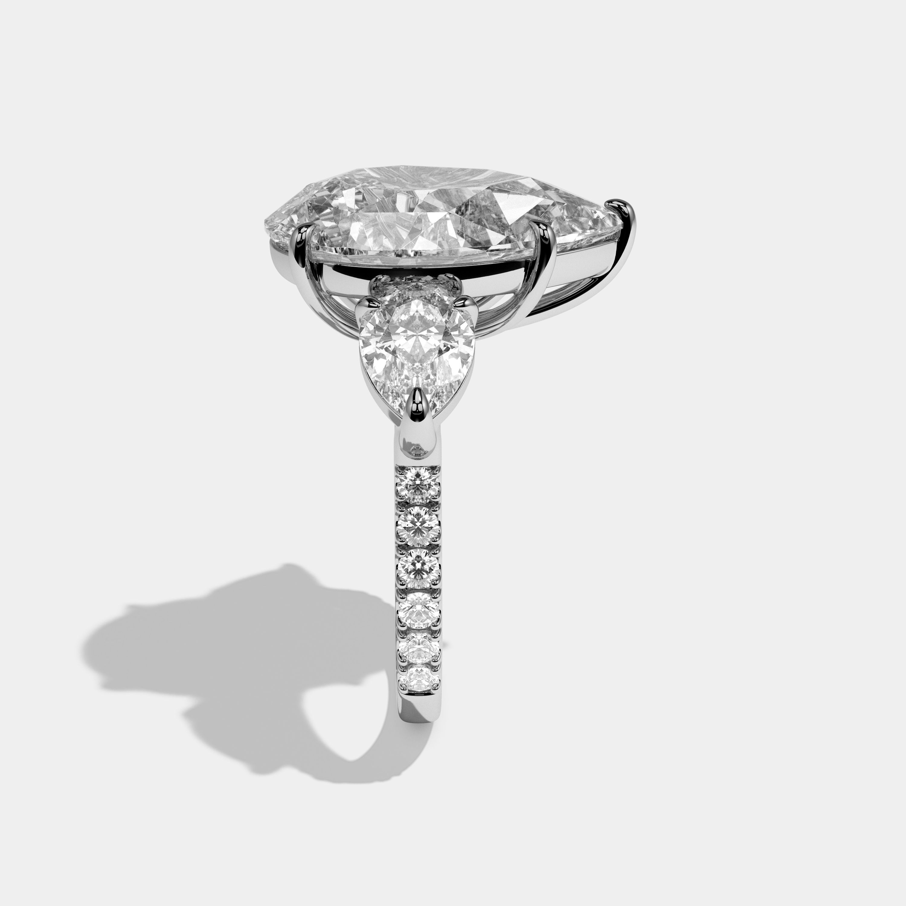 Morgan Pear Cut Diamond Halo With Pear Side Engagement Ring 10ct 18k White Gold
