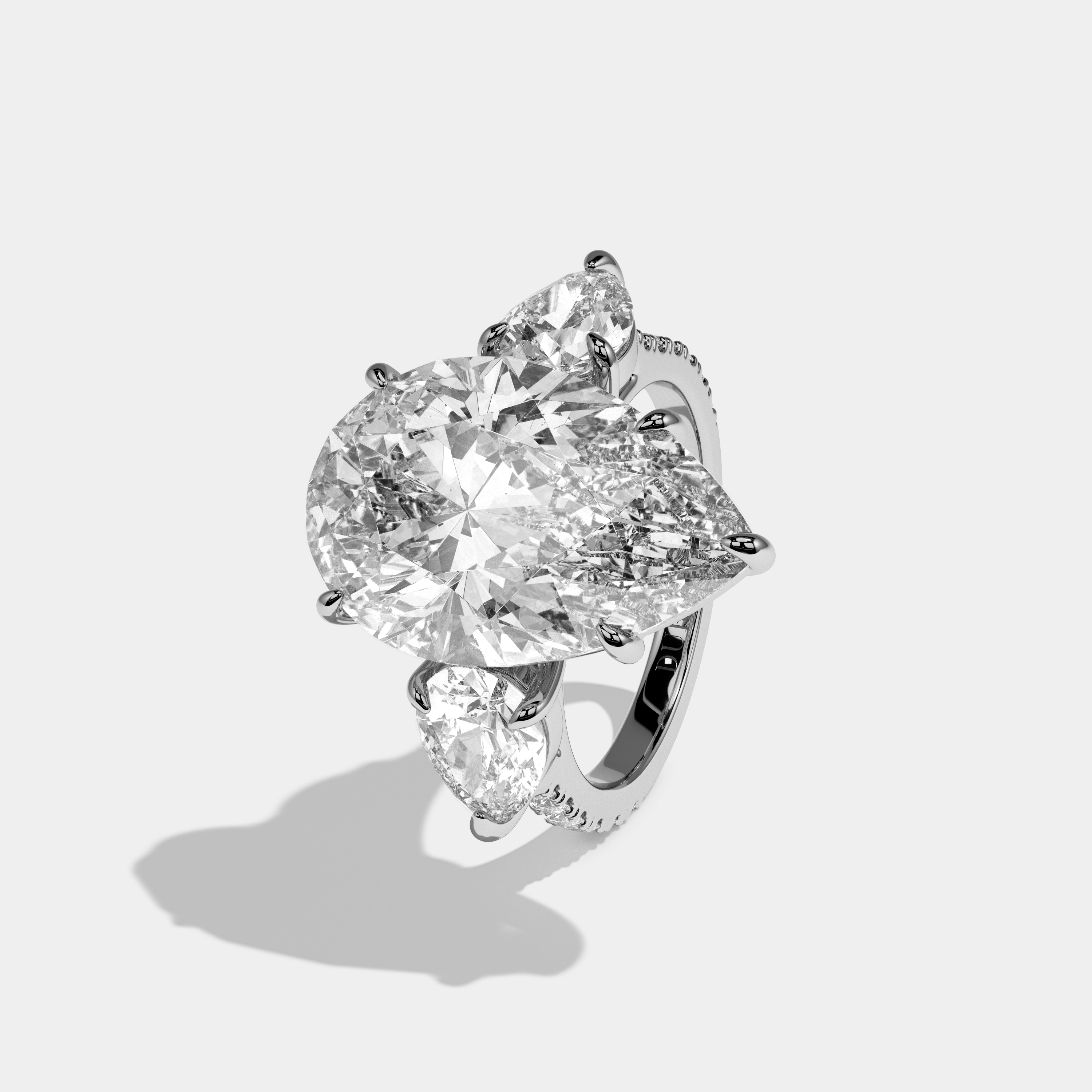 Morgan Pear Cut Diamond Halo With Pear Side Engagement Ring 10ct 18k White Gold